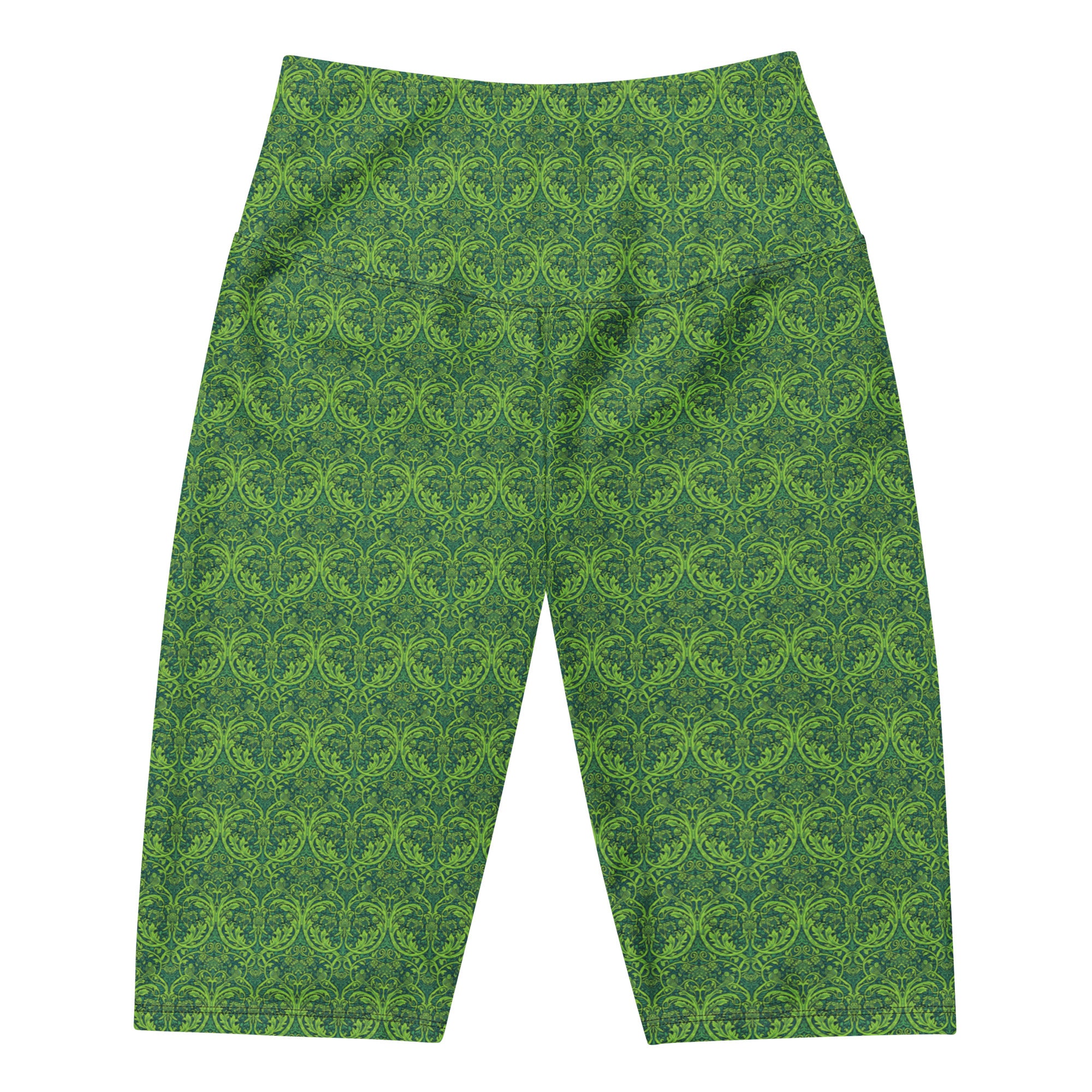 Women's william morris tree pattern bike shorts front view