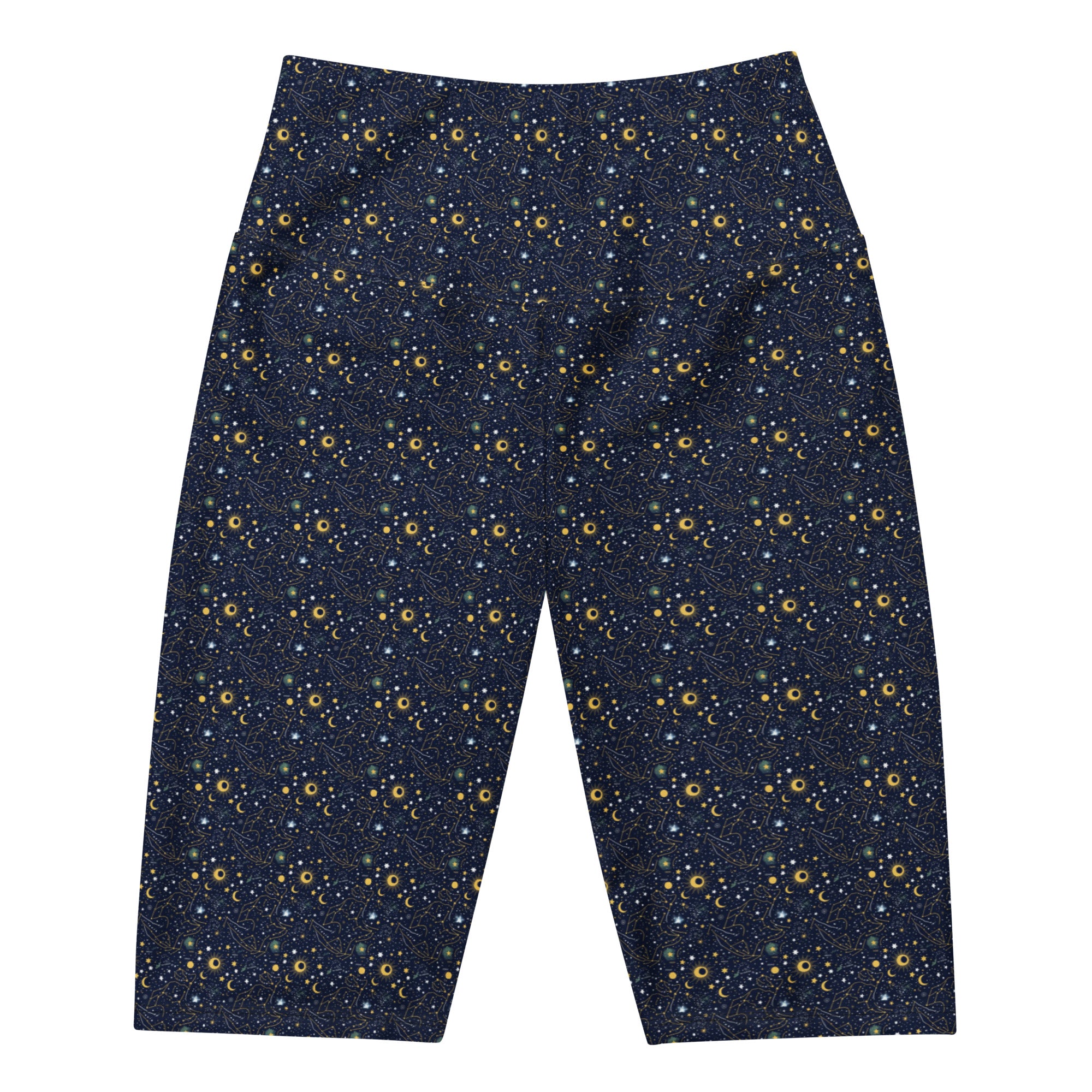 Women's taurus celestial printed bike shorts front view