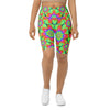 Women's psychedelic acid trip printed bike shorts front view