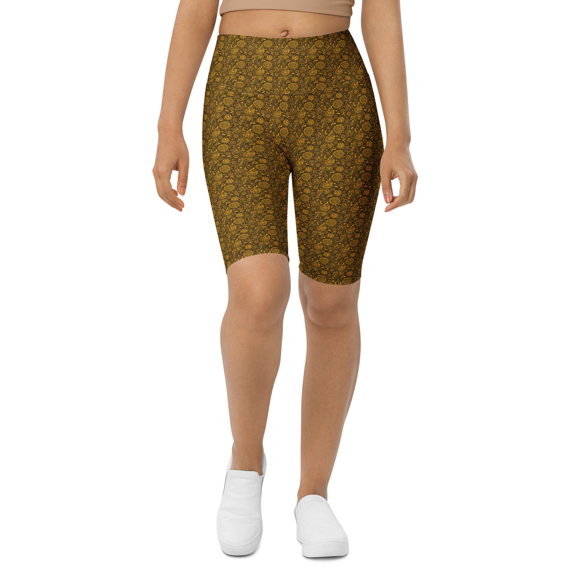 Women's Gustav Klimt floral bike shorts front view