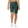 Women's peacock feathers pattern bike shorts front view
