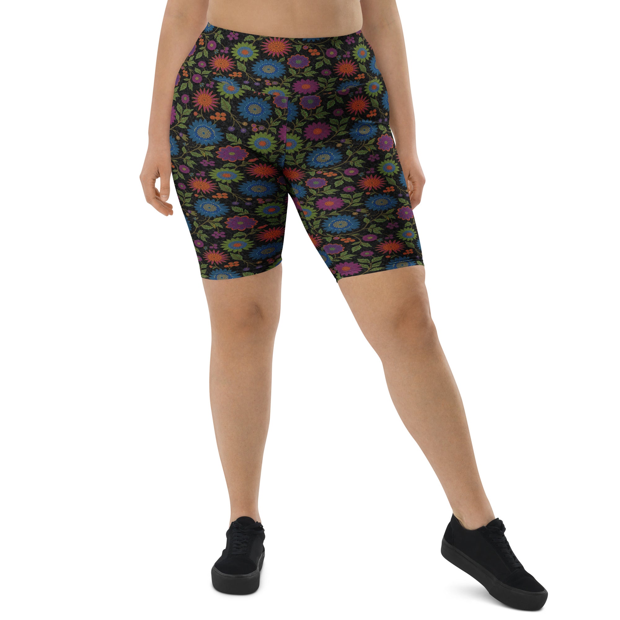 Rainbow Paillette Botanical Bike Shorts | GearBunch