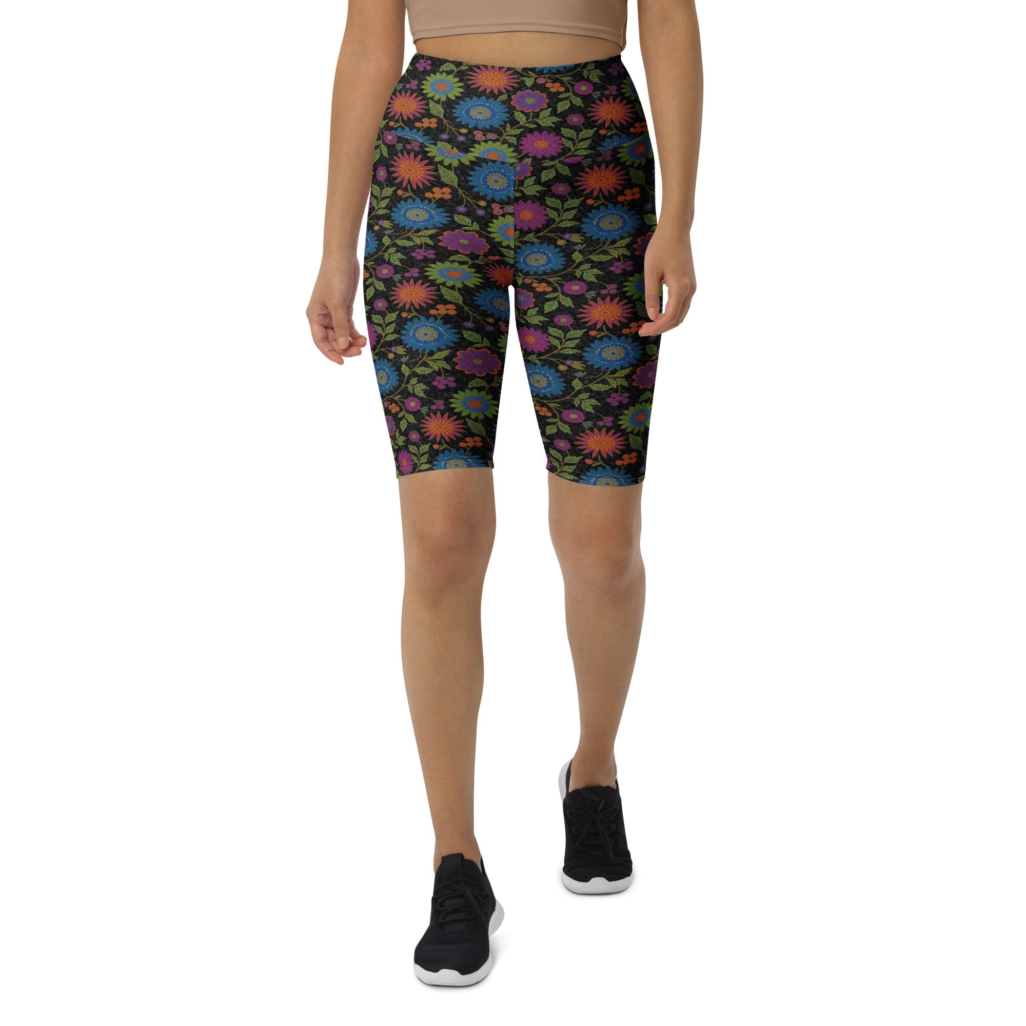 Rainbow Paillette Botanical Bike Shorts | GearBunch