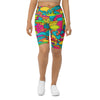 Women's comic pop tropical printed bike shorts front view