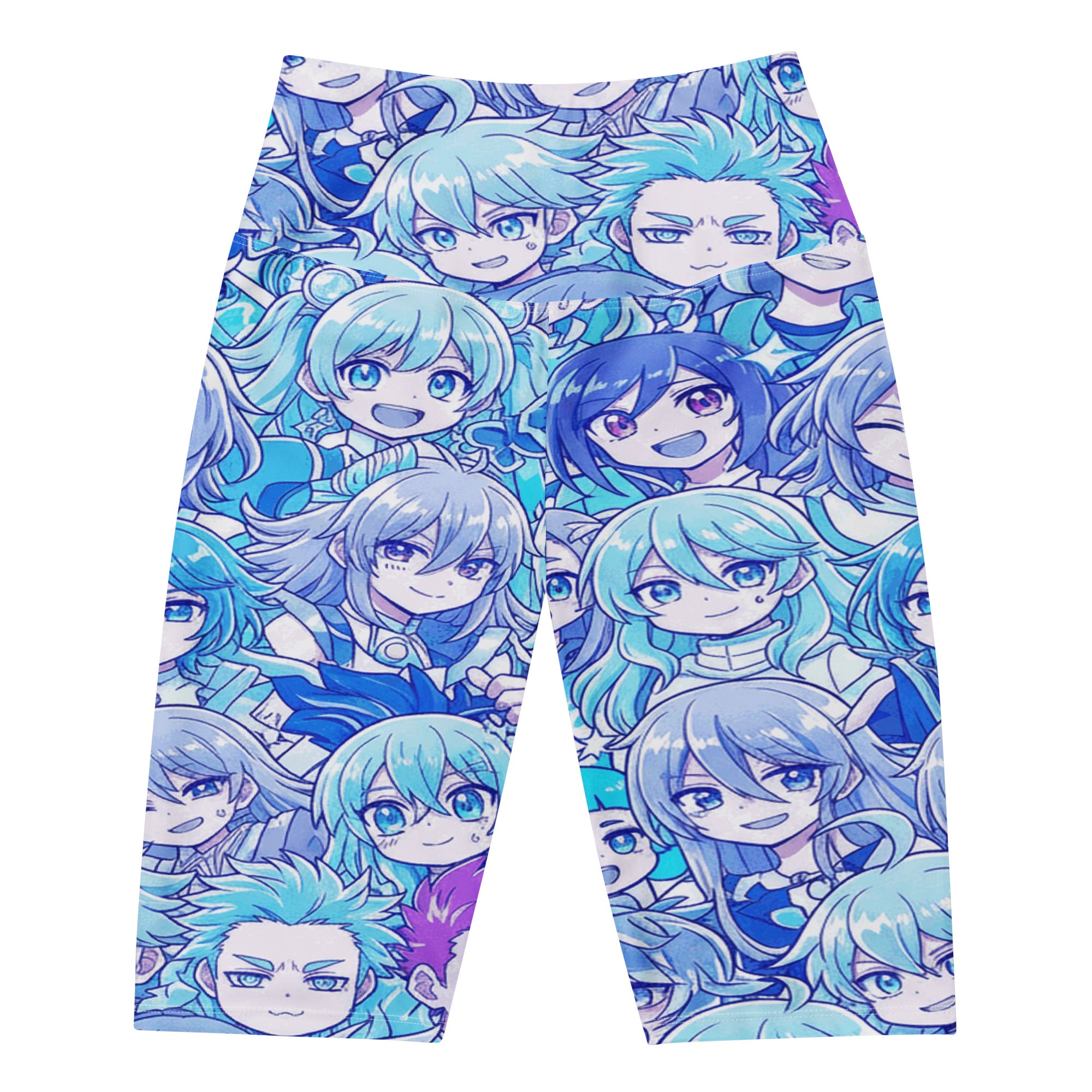 Women's anime collage ice kingdom printed bike shorts front view