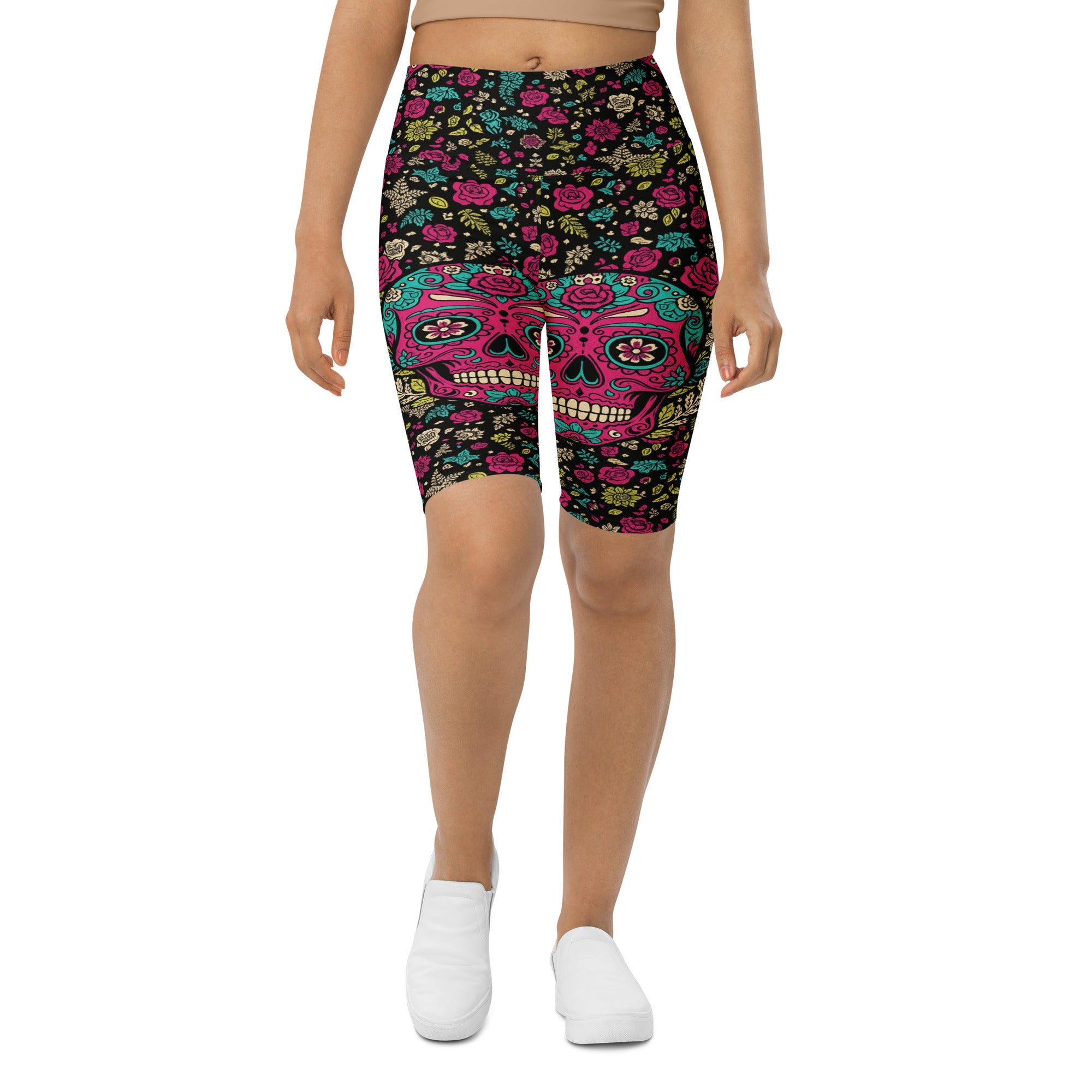 Sugar Skull Botanica Bike Shorts | GearBunch
