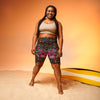 Women's sugar skull botanica printed bike shorts front view