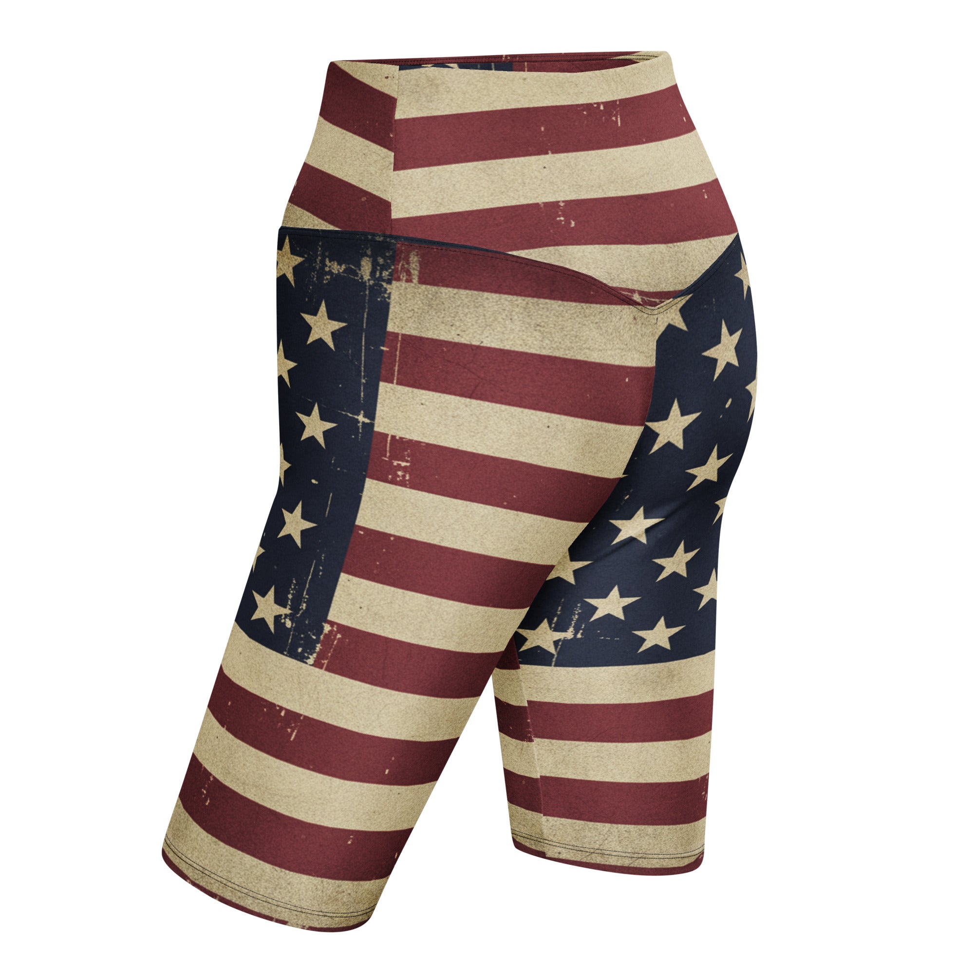 Vintage Distressed American Flag Bike Shorts | GearBunch