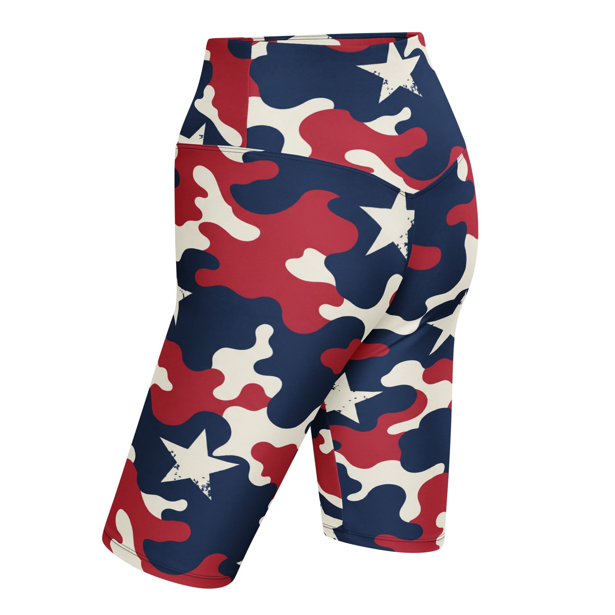 Red White Blue Camo Stars Bike Shorts | GearBunch