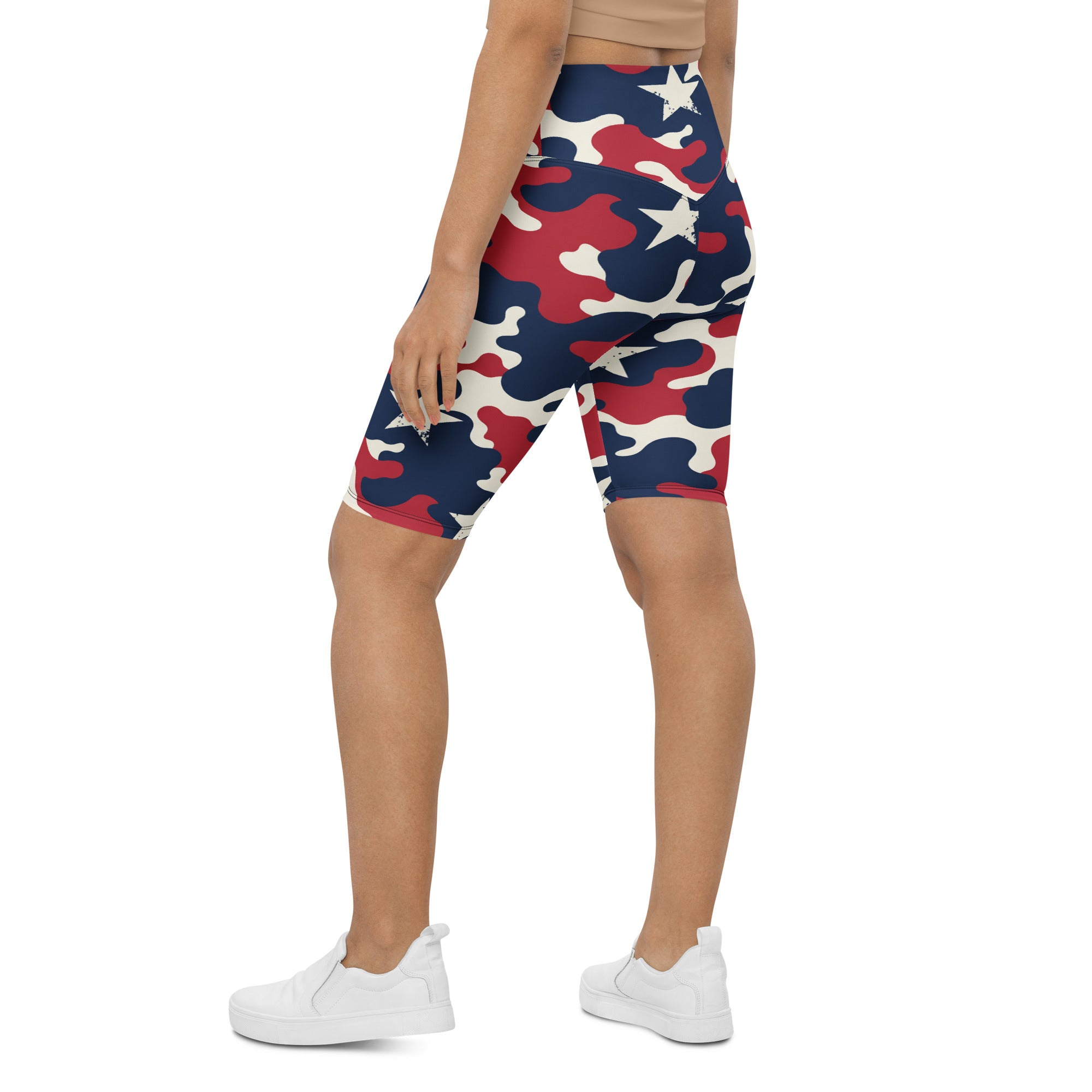 Red White Blue Camo Stars Bike Shorts | GearBunch