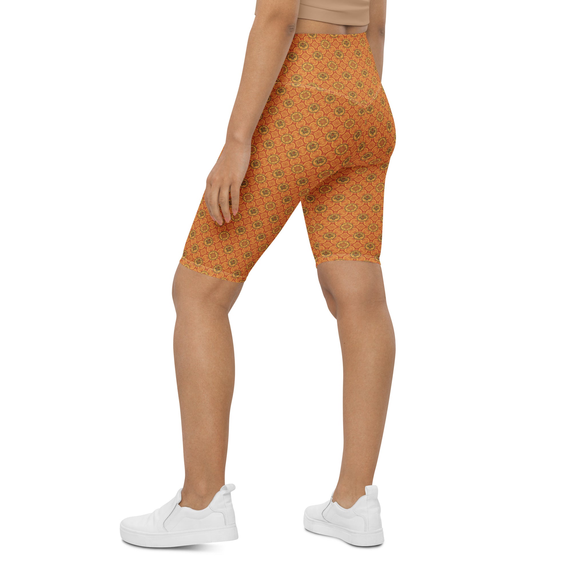 Striped Vintage Tiger Bike Shorts | GearBunch