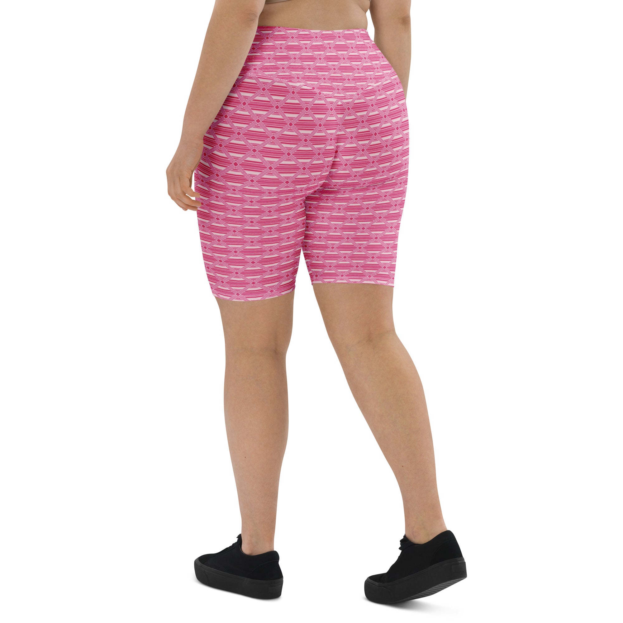 Pink Preppy Stripes Bike Shorts | GearBunch