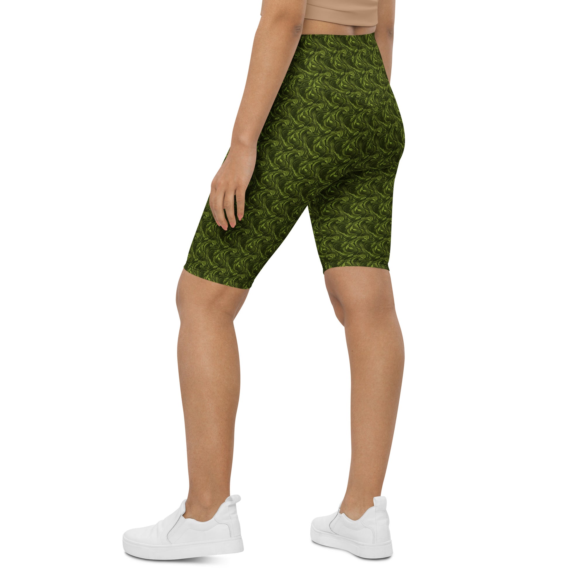 Olive Green Velvet Bike Shorts | GearBunch
