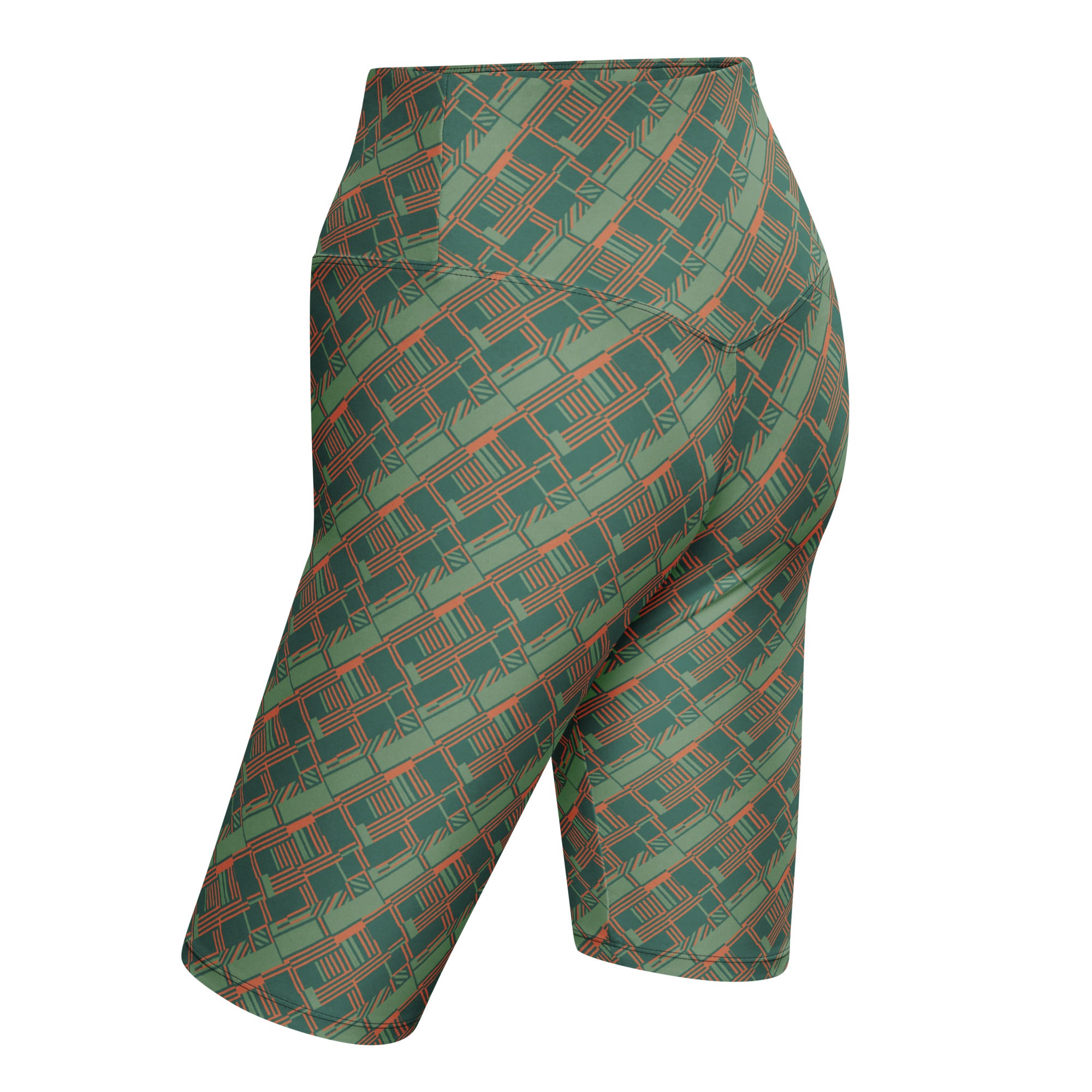 Green Terracotta Stripes Bike Shorts | GearBunch