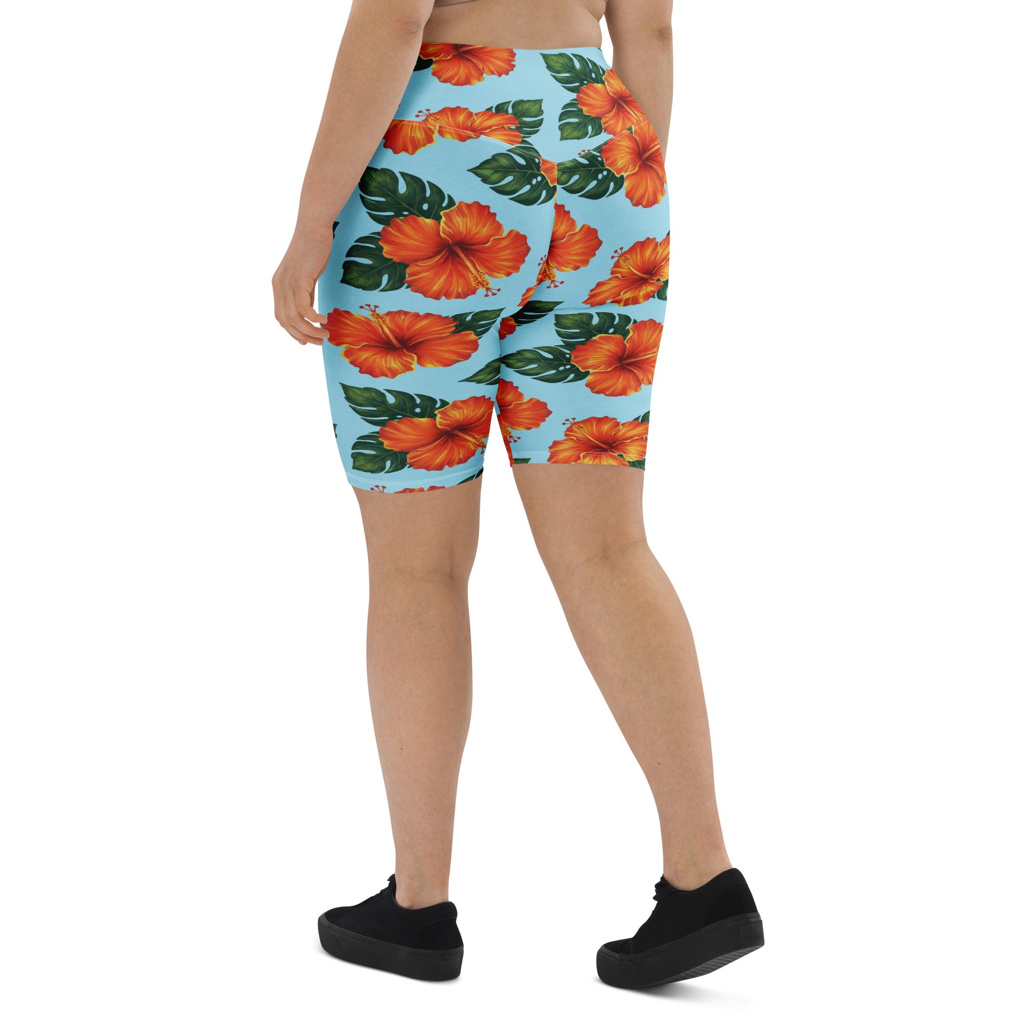 Tropical Hibiscus Bloom Bike Shorts | GearBunch