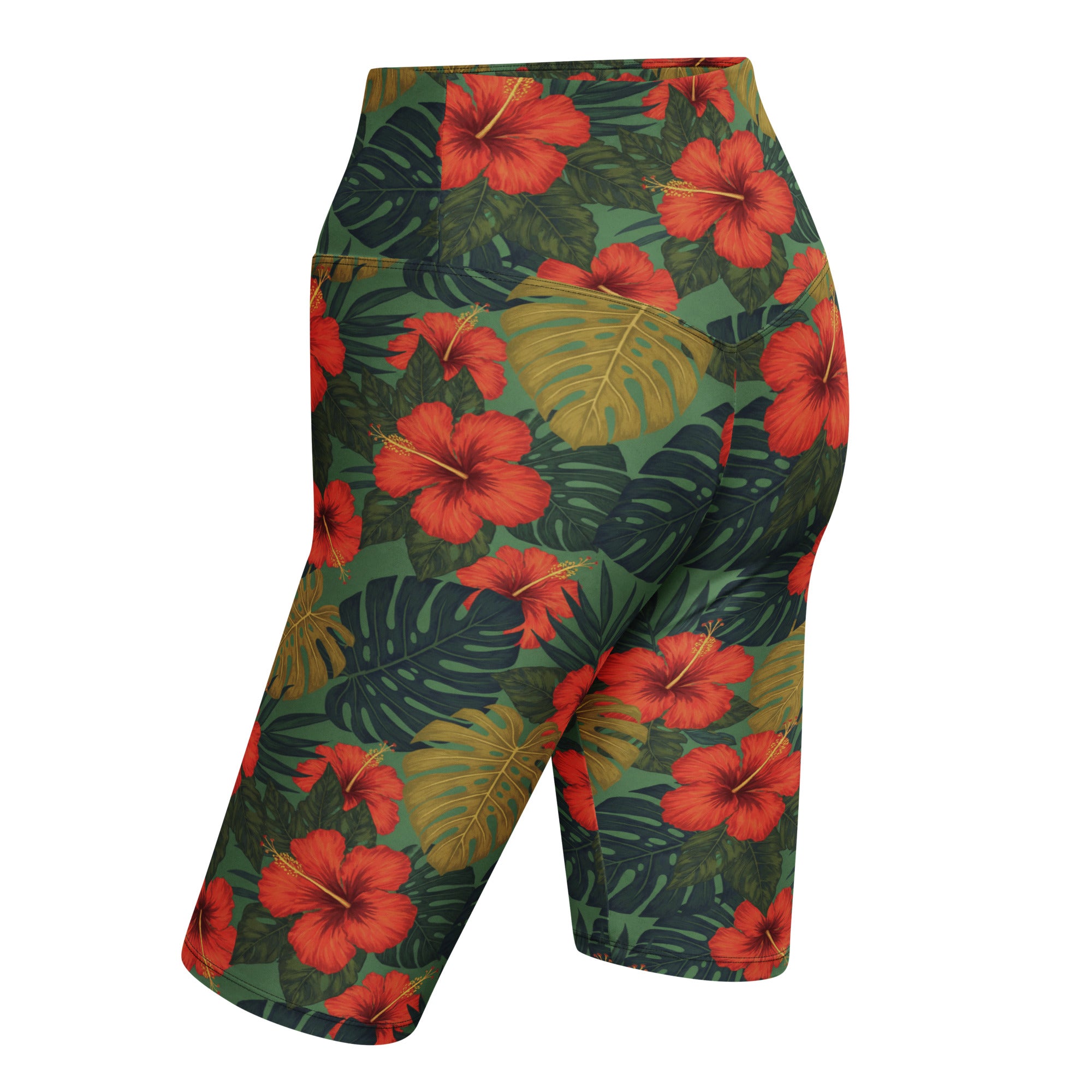 Bold Tropical Leaves Bike Shorts | GearBunch