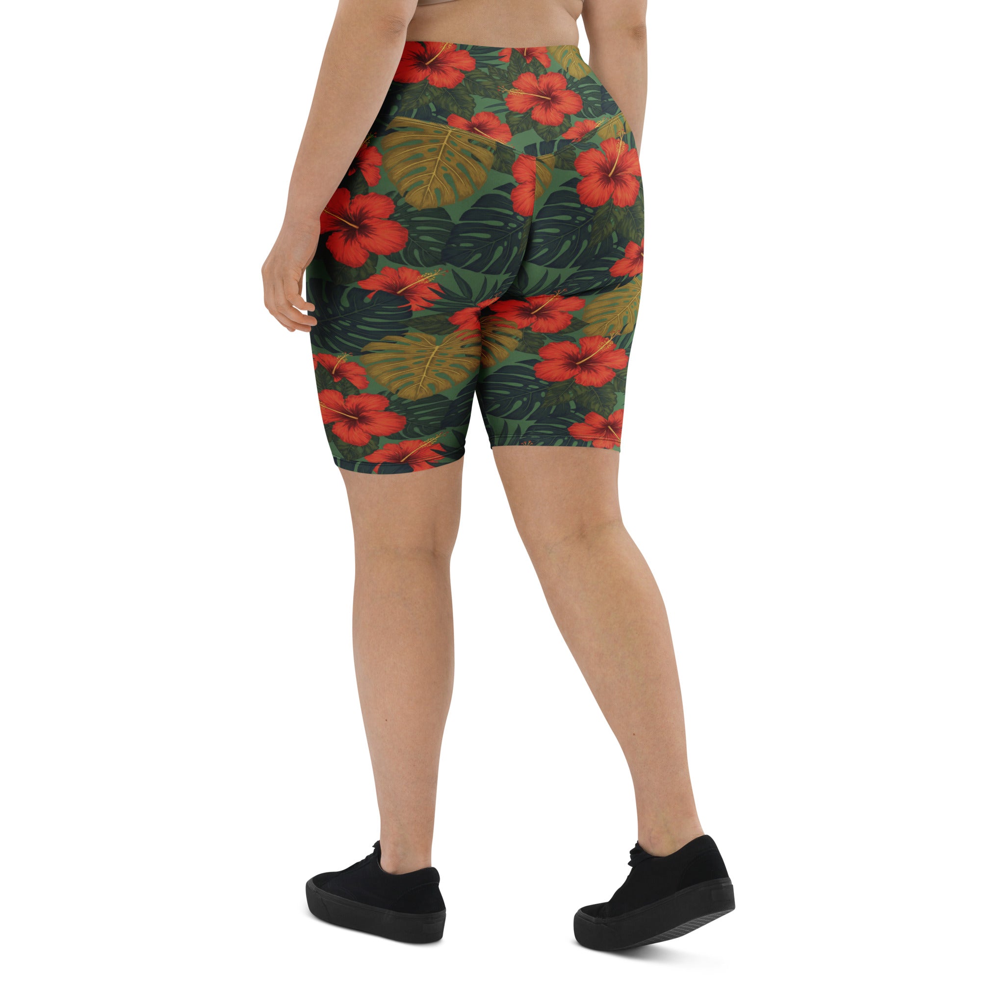 Bold Tropical Leaves Bike Shorts | GearBunch
