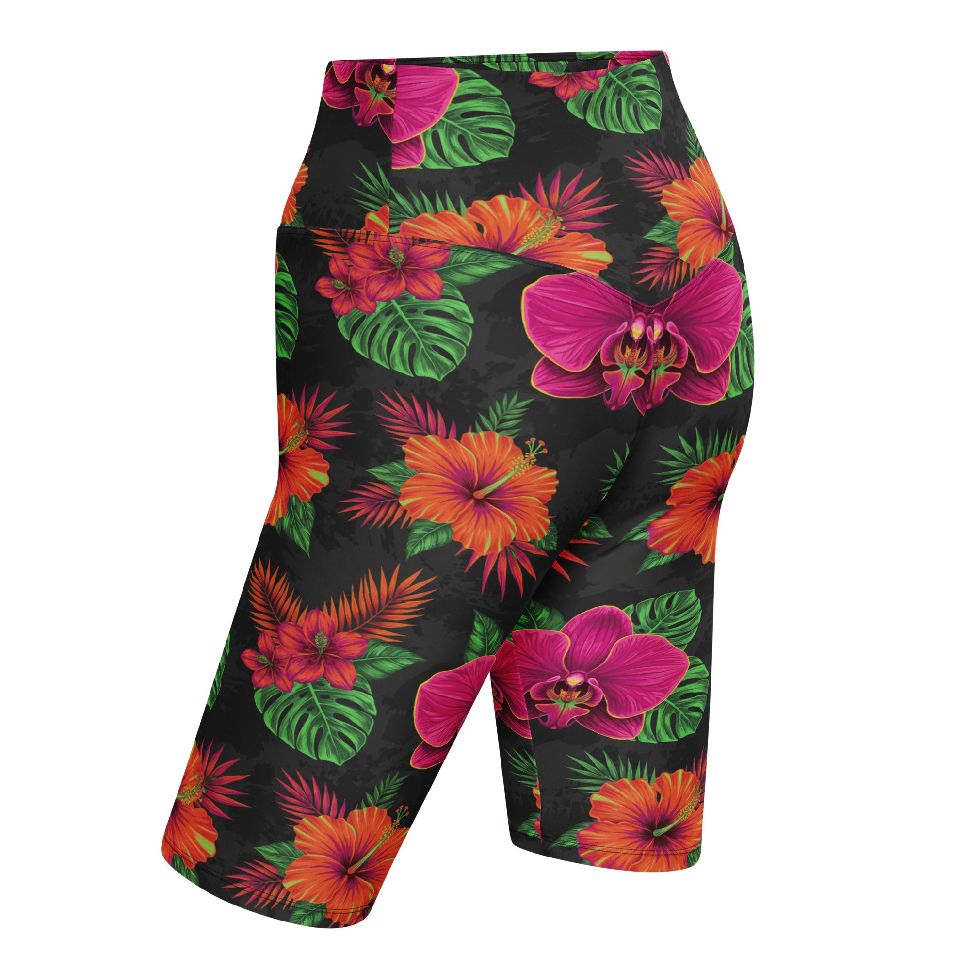 Neon Tropical Flowers Bike Shorts | GearBunch