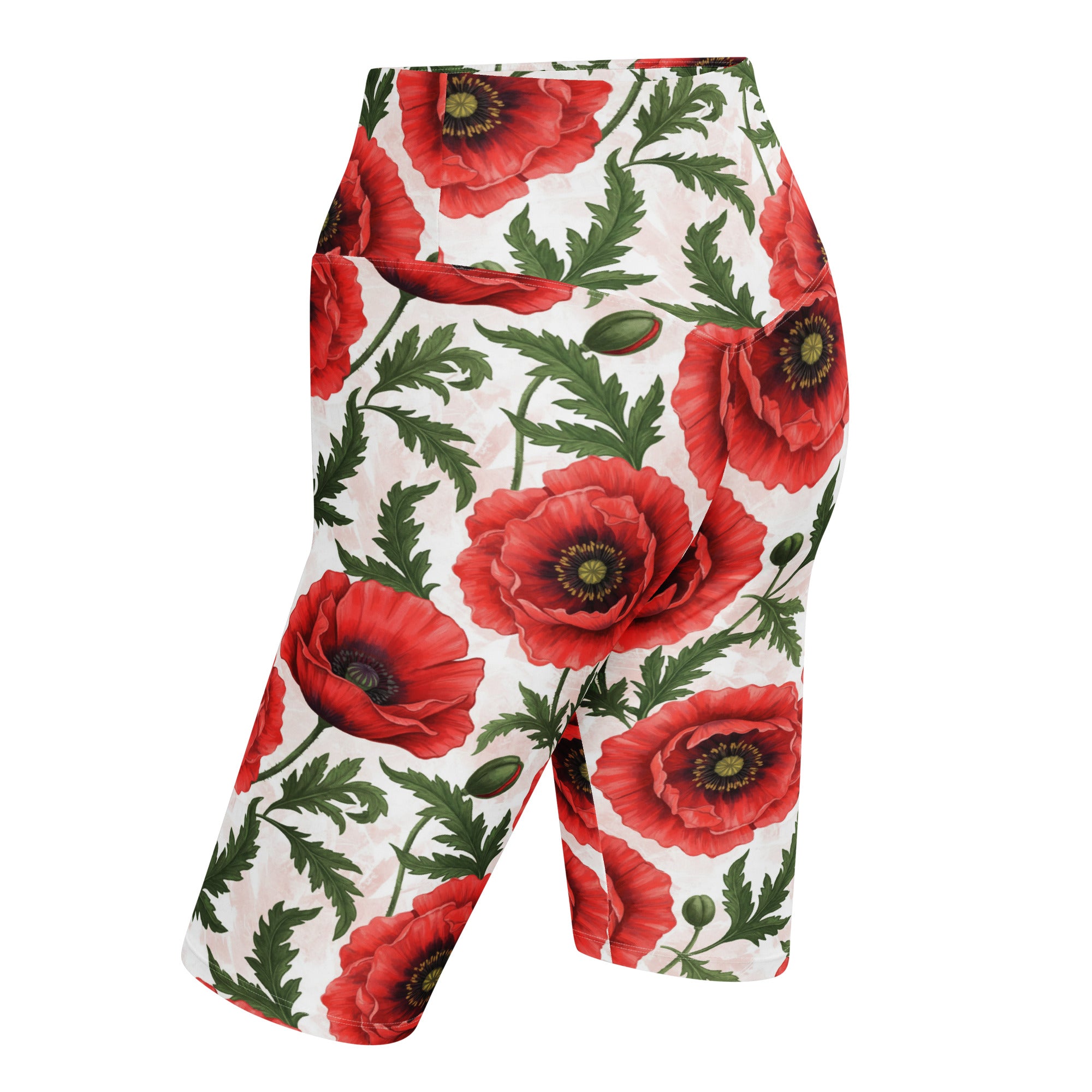Whimsical Garden Poppies Bike Shorts | GearBunch