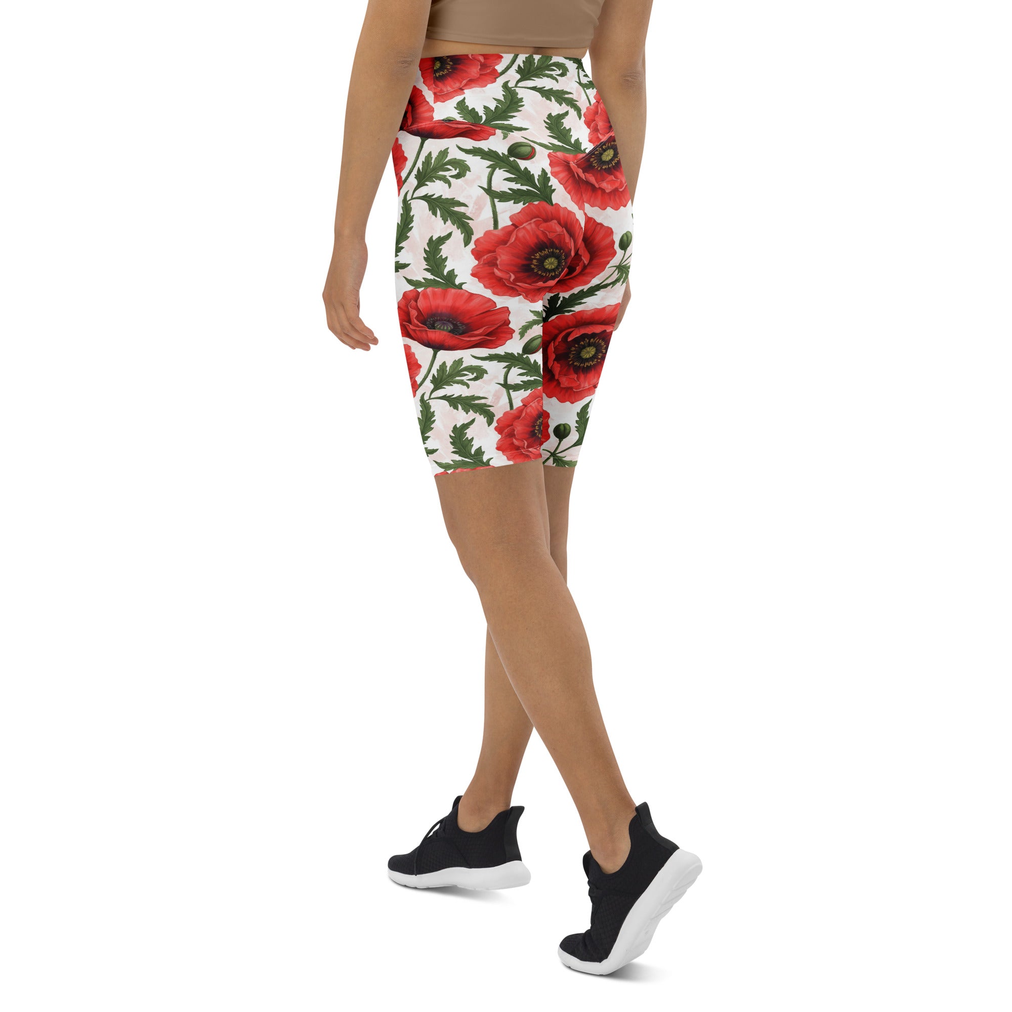 Whimsical Garden Poppies Bike Shorts | GearBunch