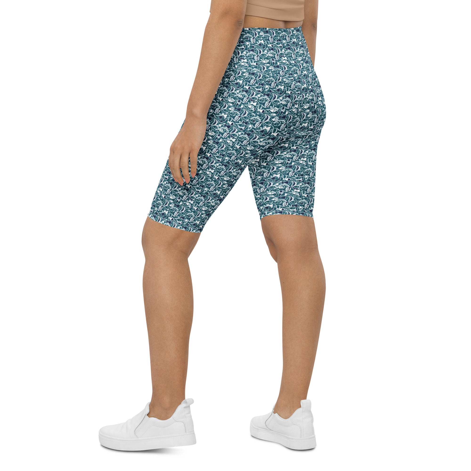Ichthys Fish and Waves Bike Shorts | GearBunch