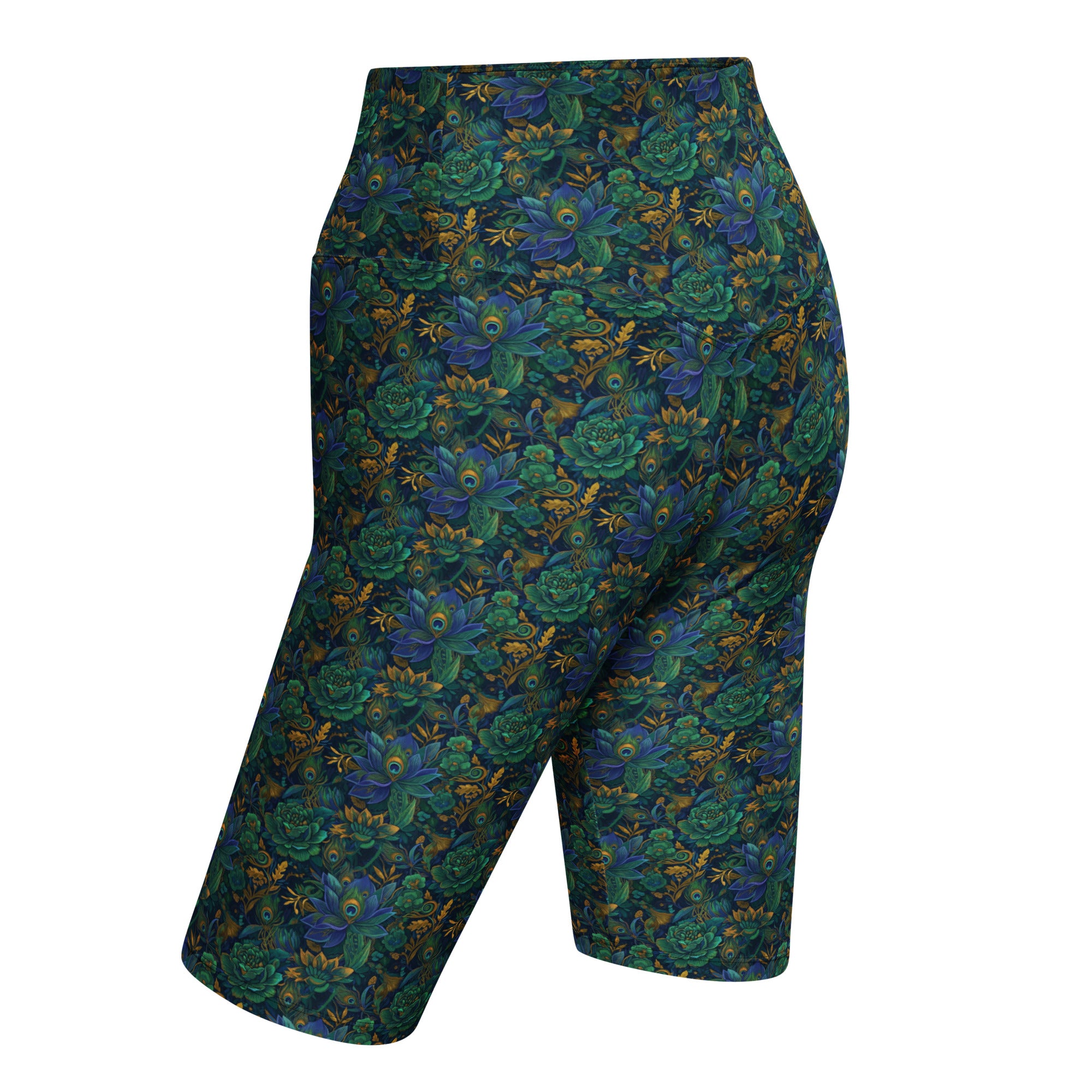 Peacock Feathers Splendour Bike Shorts | GearBunch