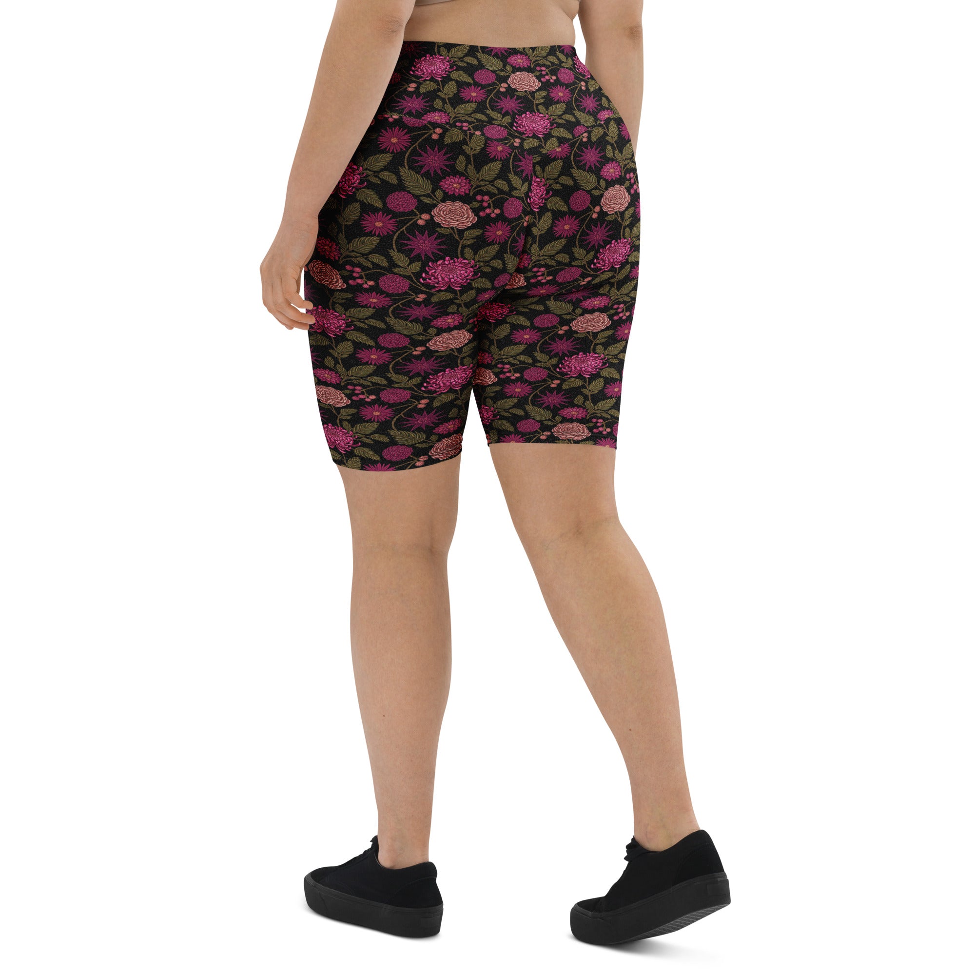 Midnight Paillette Peony Bike Shorts | GearBunch