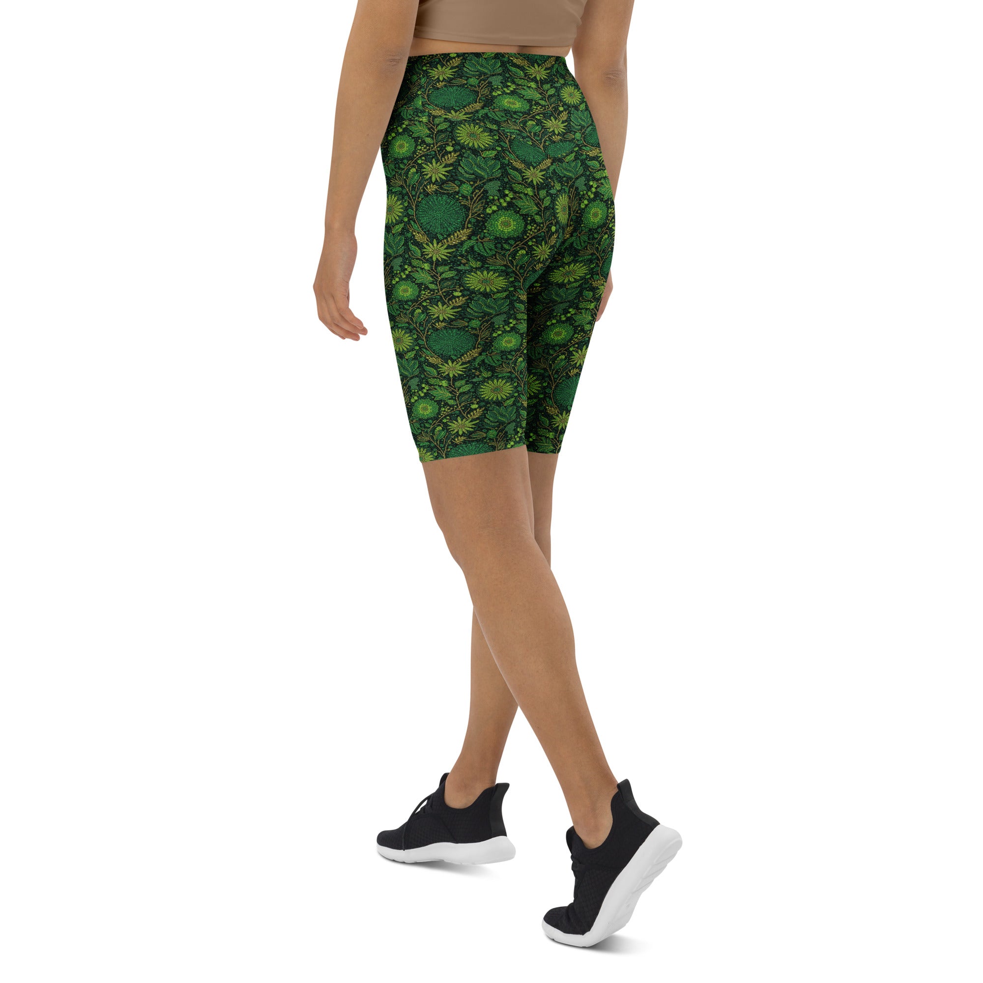Emerald Paillette Jungle Bike Shorts | GearBunch