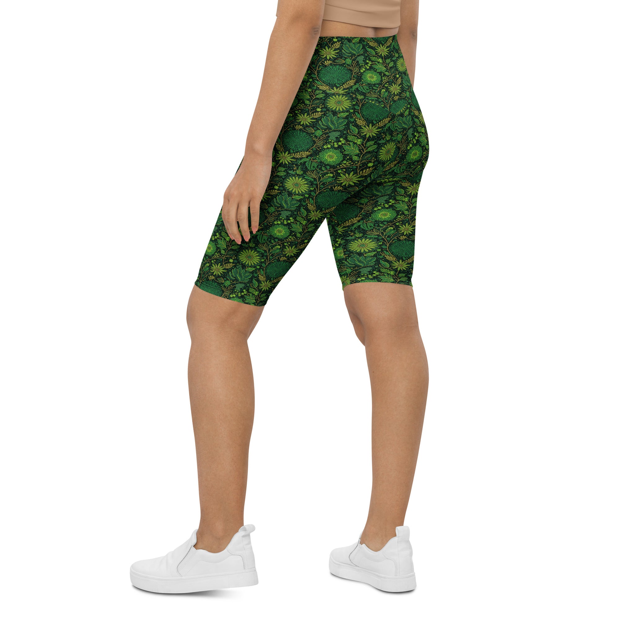 Emerald Paillette Jungle Bike Shorts | GearBunch