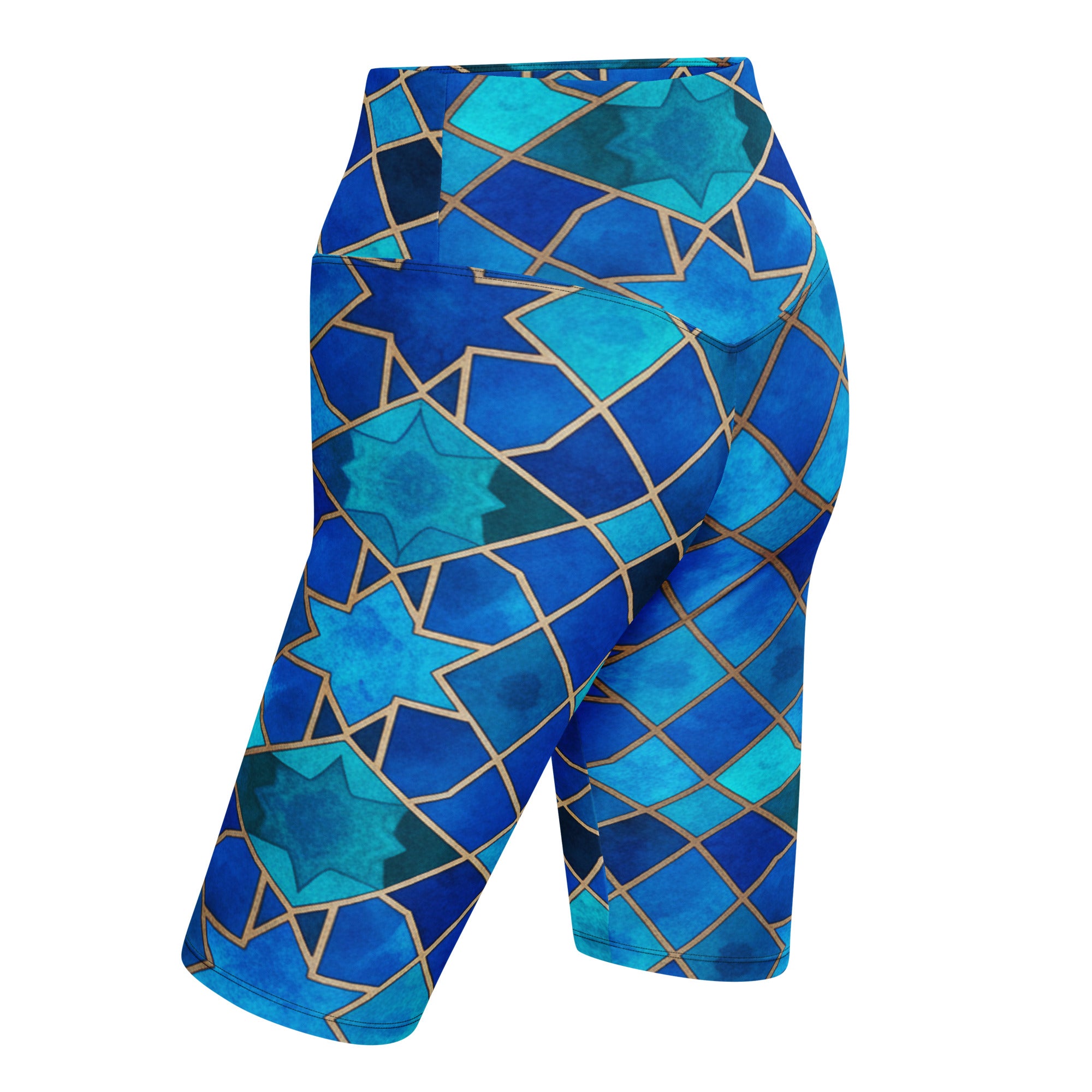Arabic Watercolour Sapphire Bronze Bike Shorts | GearBunch