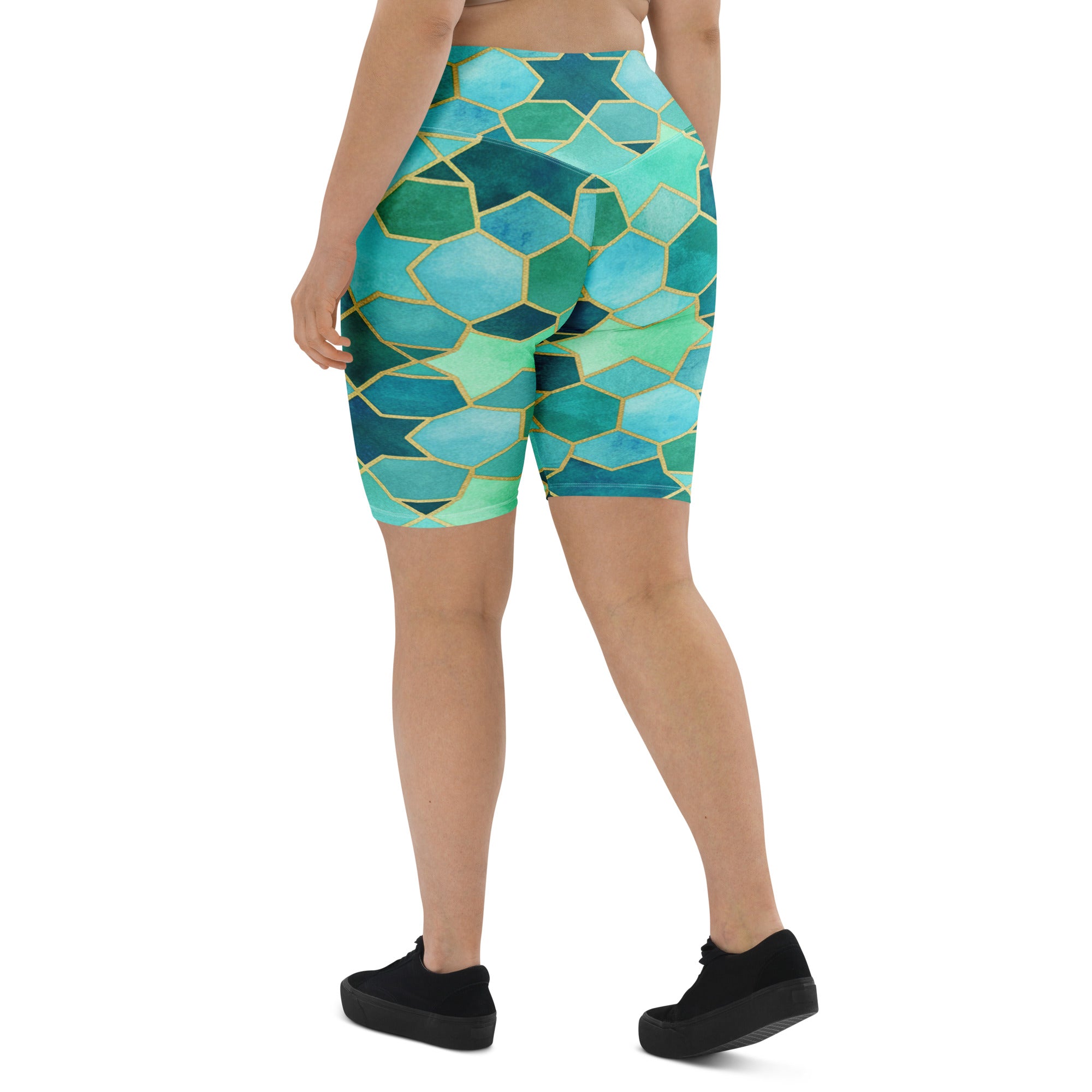 Arabic Watercolour Lagoon Bike Shorts | GearBunch