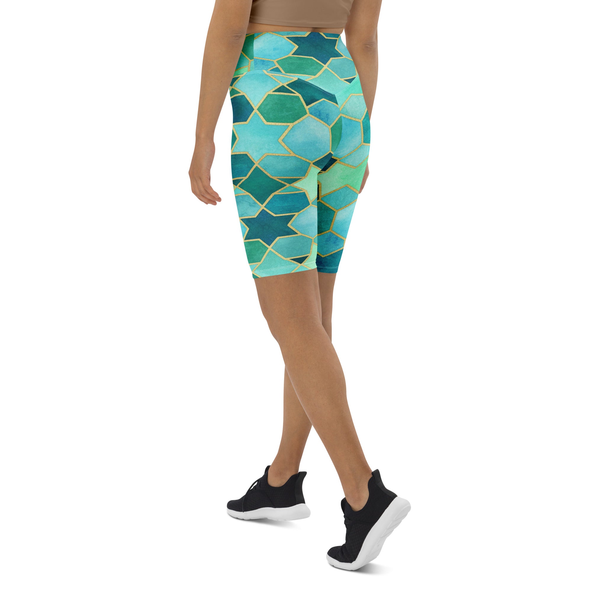 Arabic Watercolour Lagoon Bike Shorts | GearBunch
