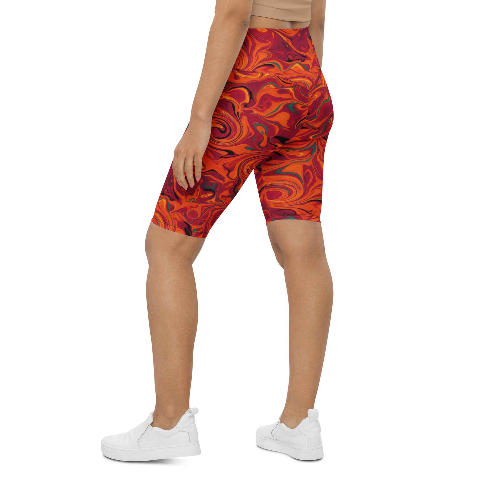 Liquid Marble Fire Opal Bike Shorts | GearBunch