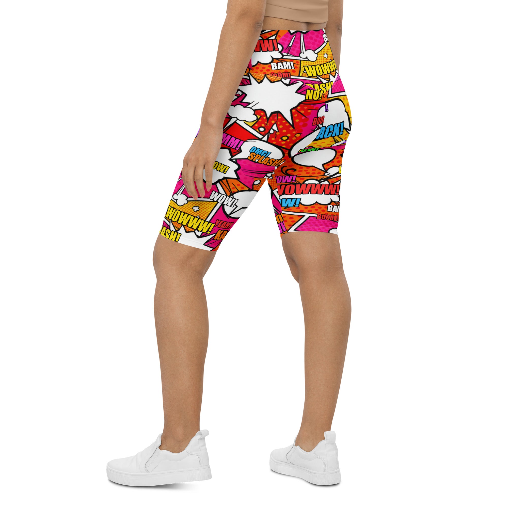 Comic Pop Sunset Orange Bike Shorts | GearBunch