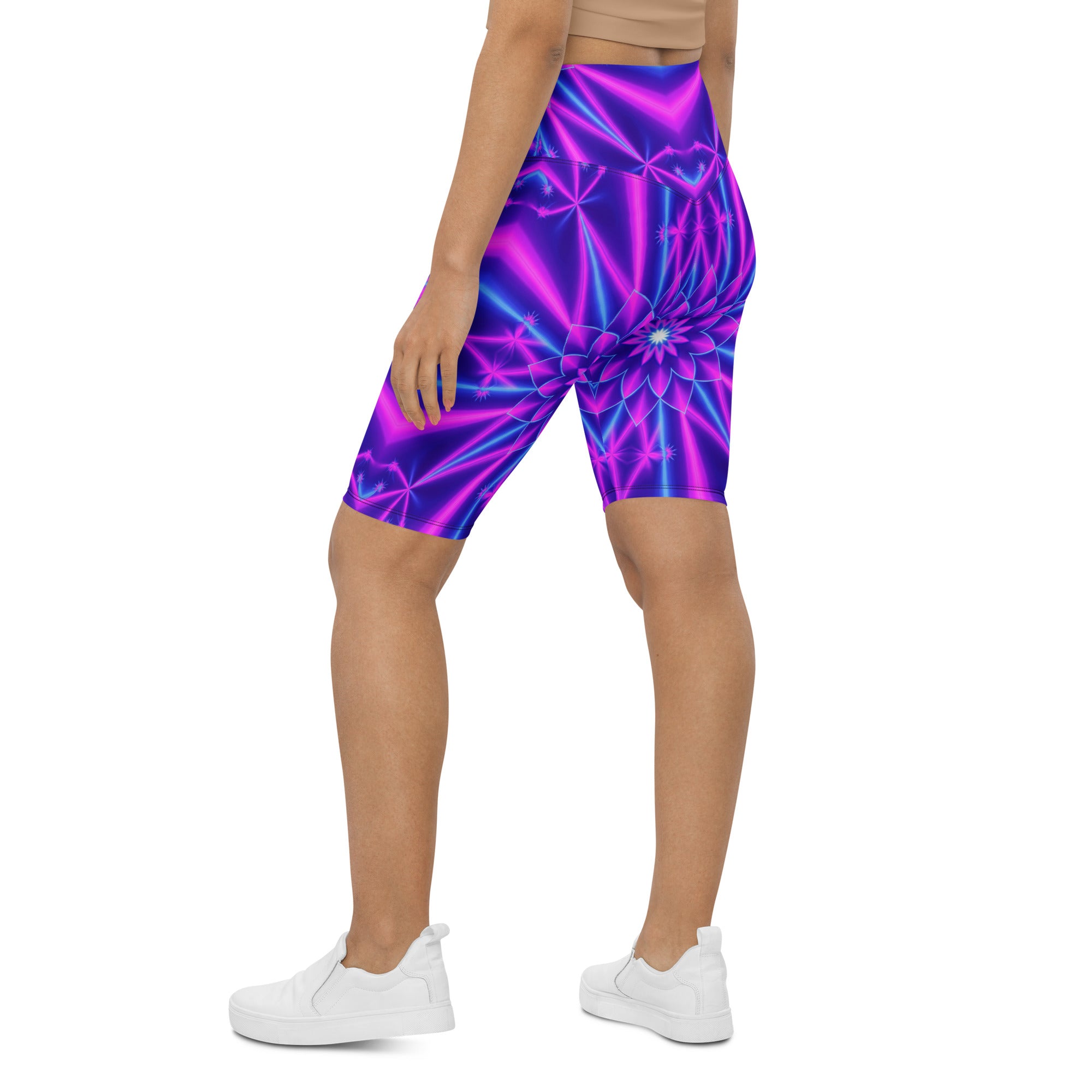 Psychedelic Cosmic Violet Bike Shorts | GearBunch