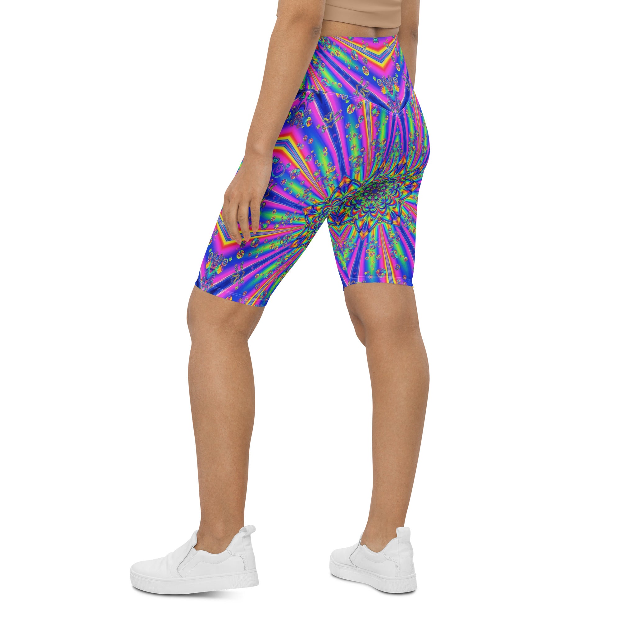 Psychedelic Chrome Spectrum Bike Shorts | GearBunch