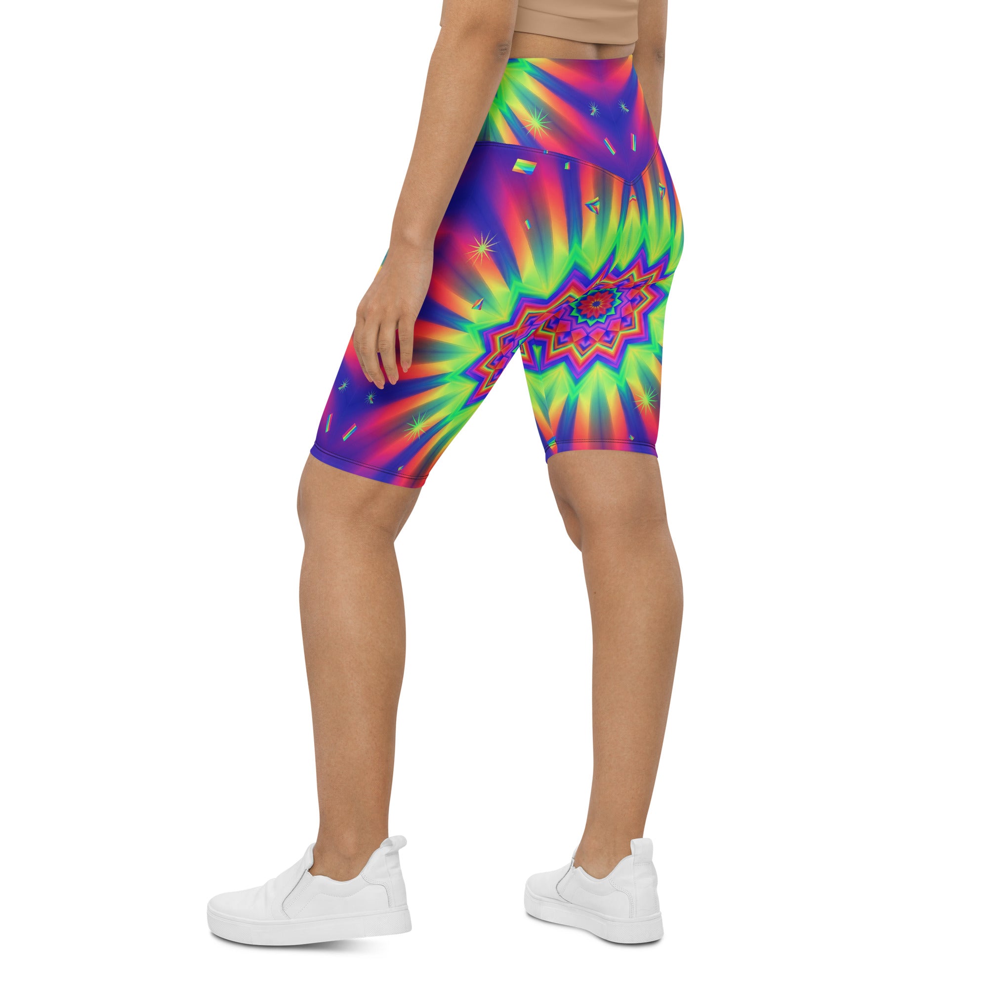 Psychedelic Starburst Prism Bike Shorts | GearBunch