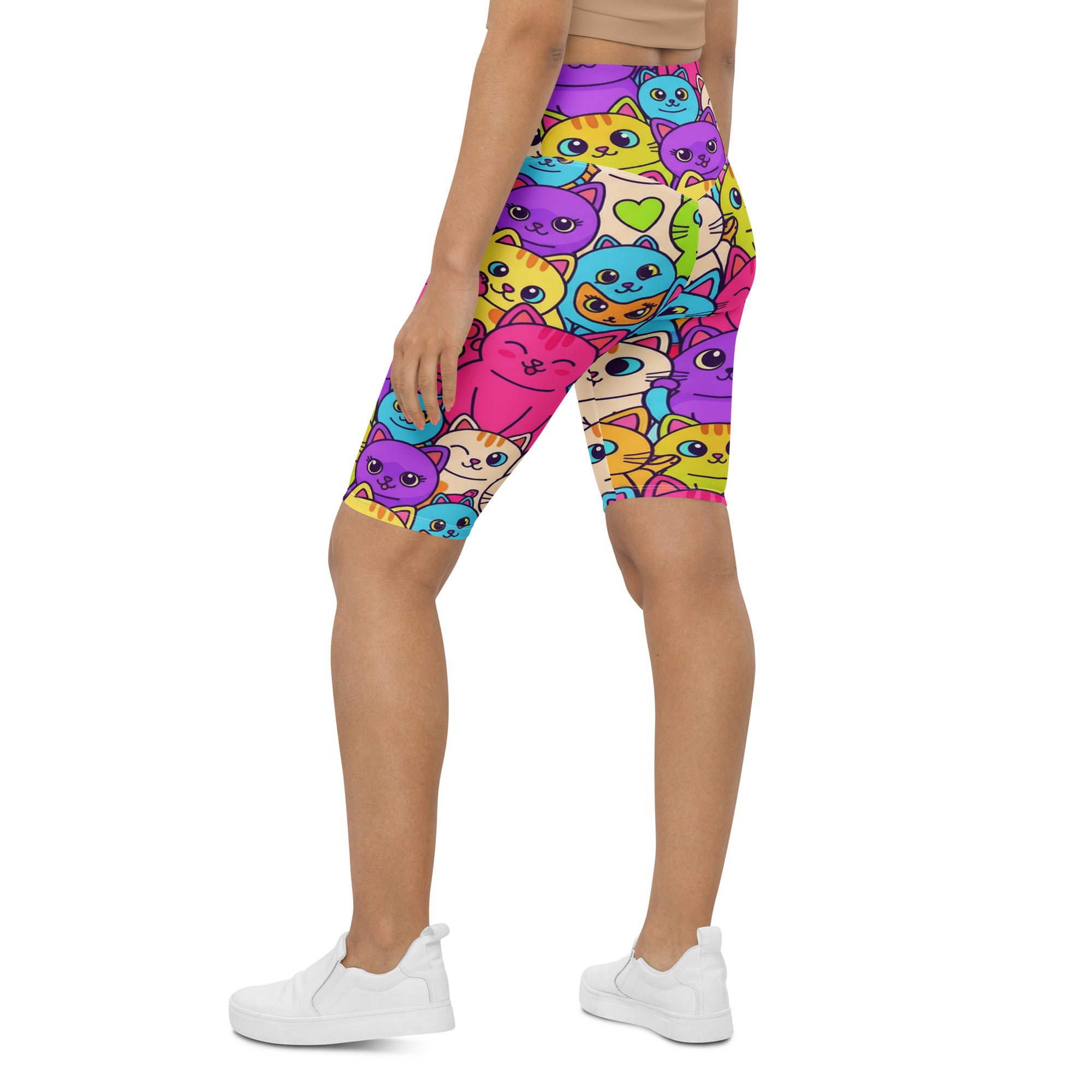 Vibrant Cats Everywhere Bike Shorts | GearBunch