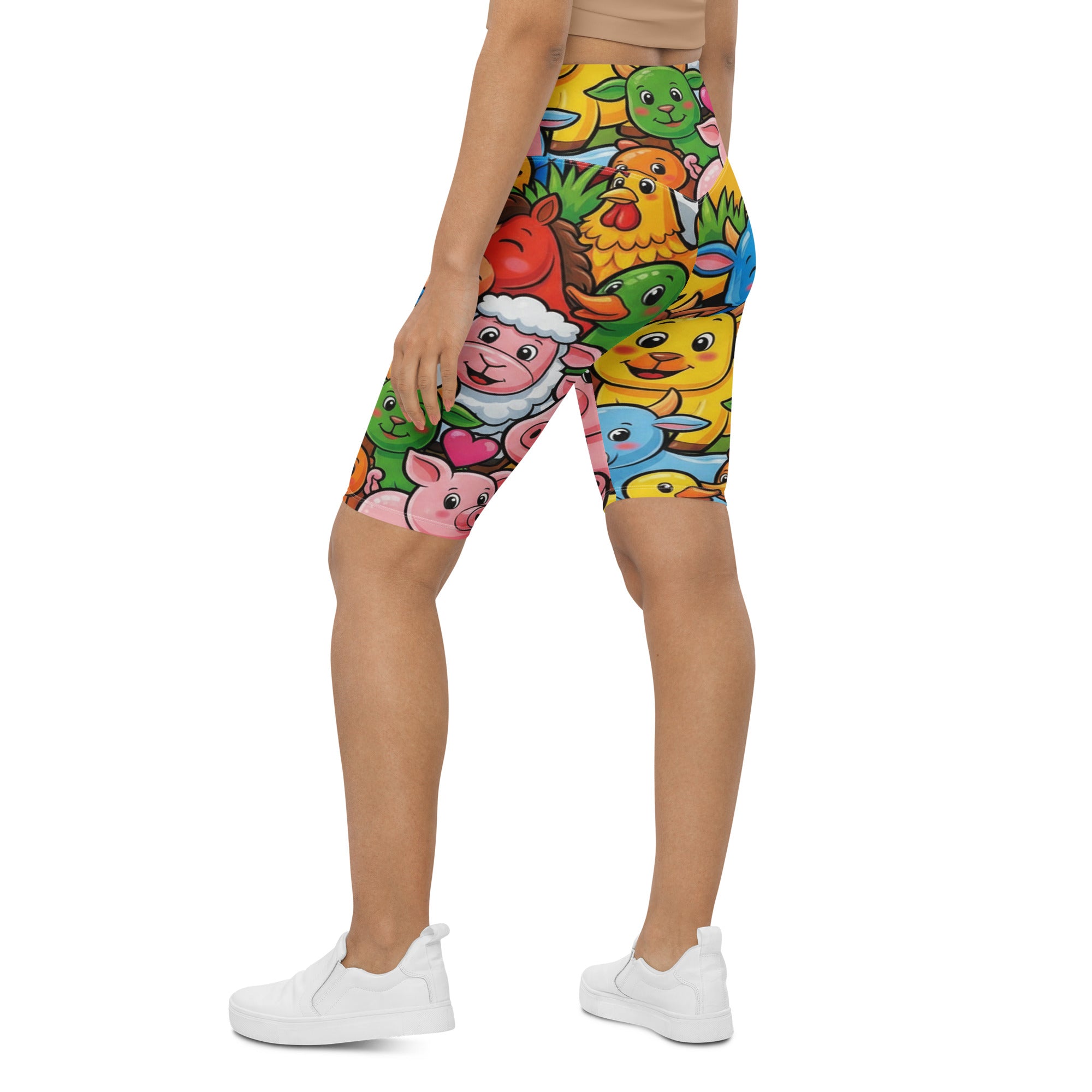 Vibrant Farm Animals Bike Shorts | GearBunch