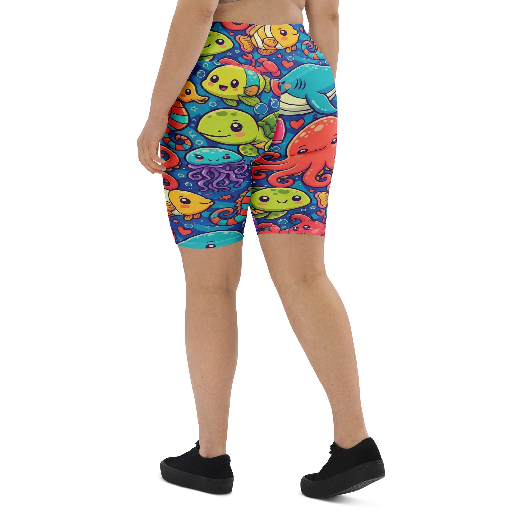 Vibrant Under the Sea Bike Shorts | GearBunch