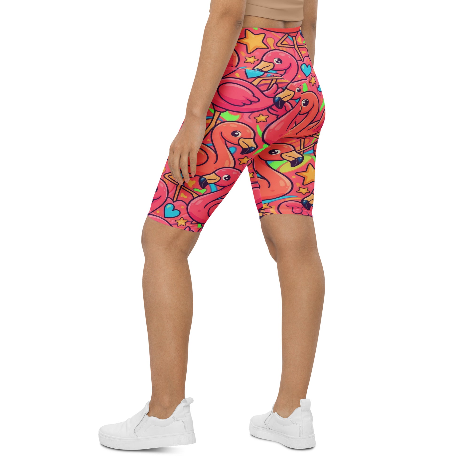 Vibrant Flamingo Flock Bike Shorts | GearBunch