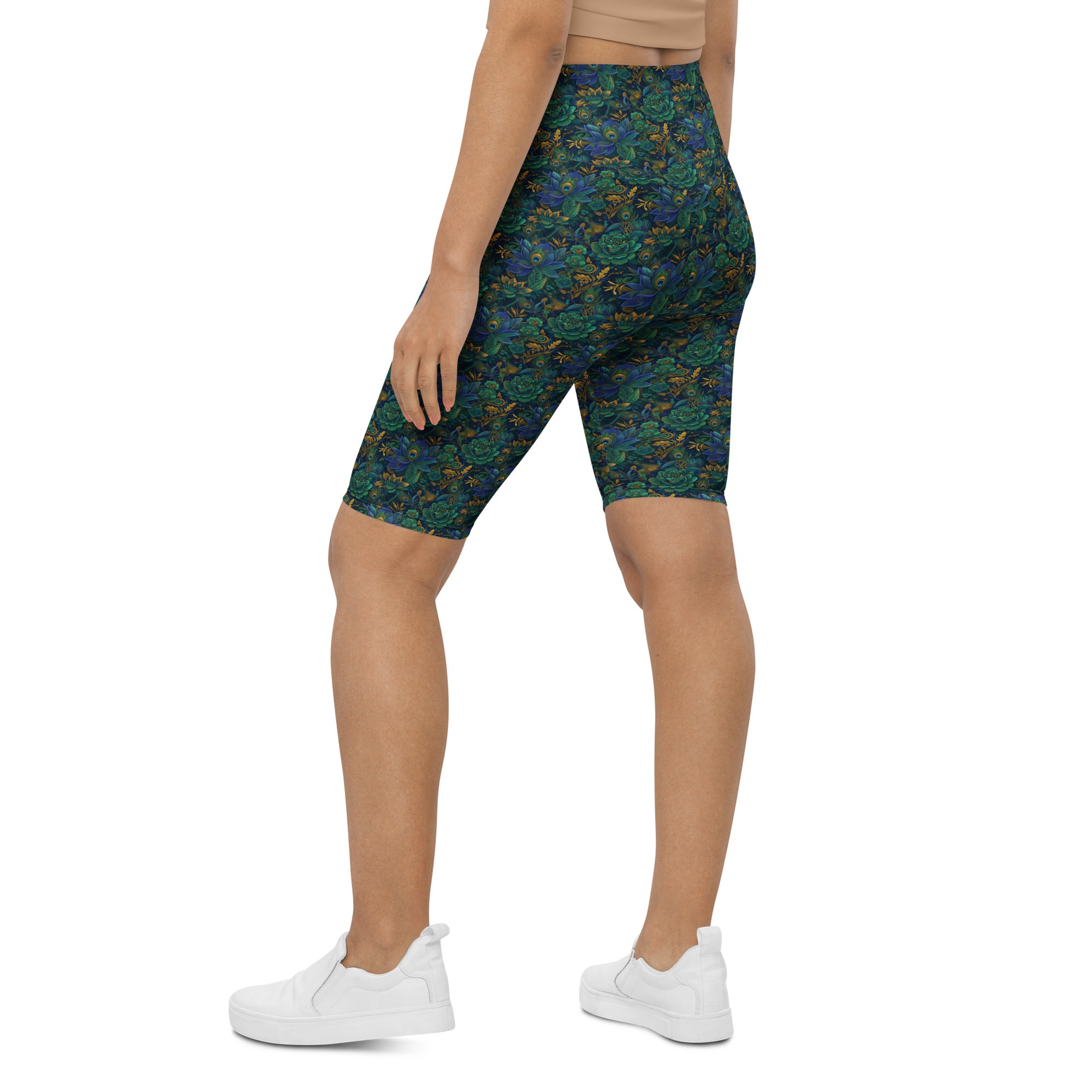 Peacock Feathers Splendour Bike Shorts | GearBunch