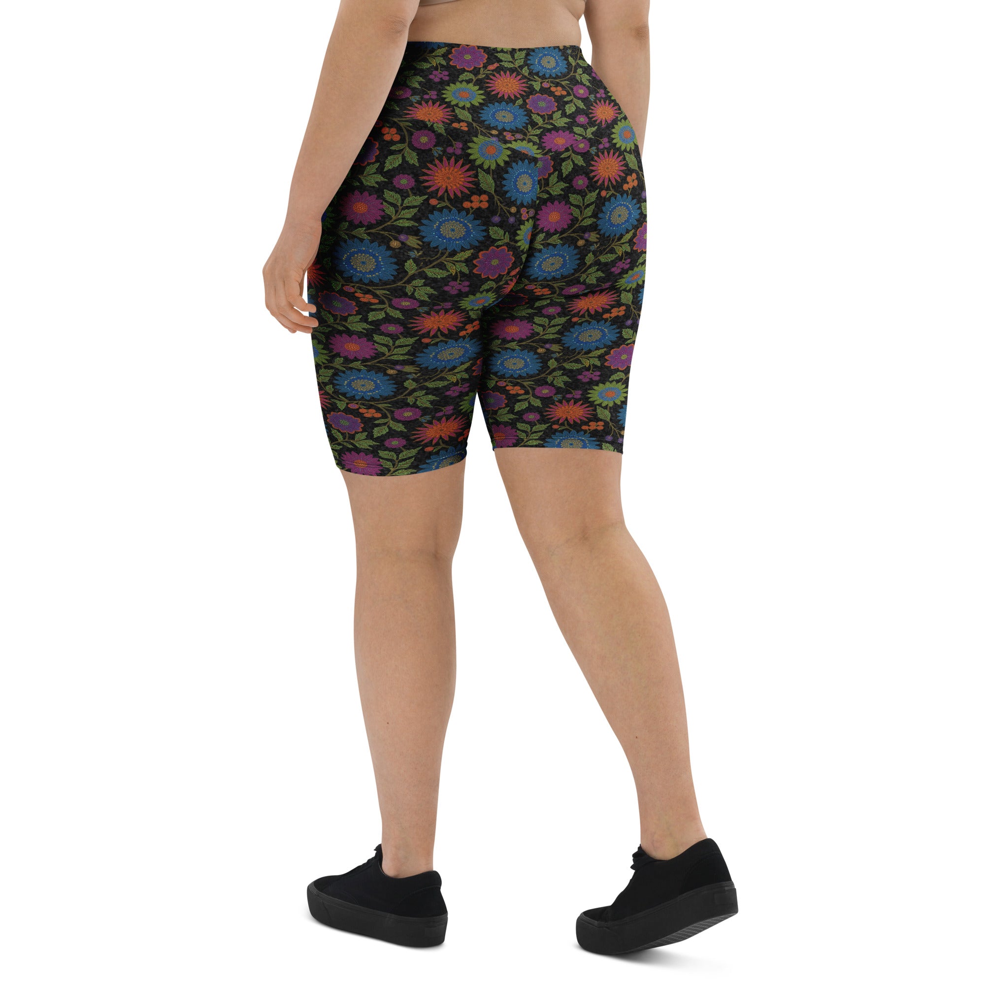 Rainbow Paillette Botanical Bike Shorts | GearBunch