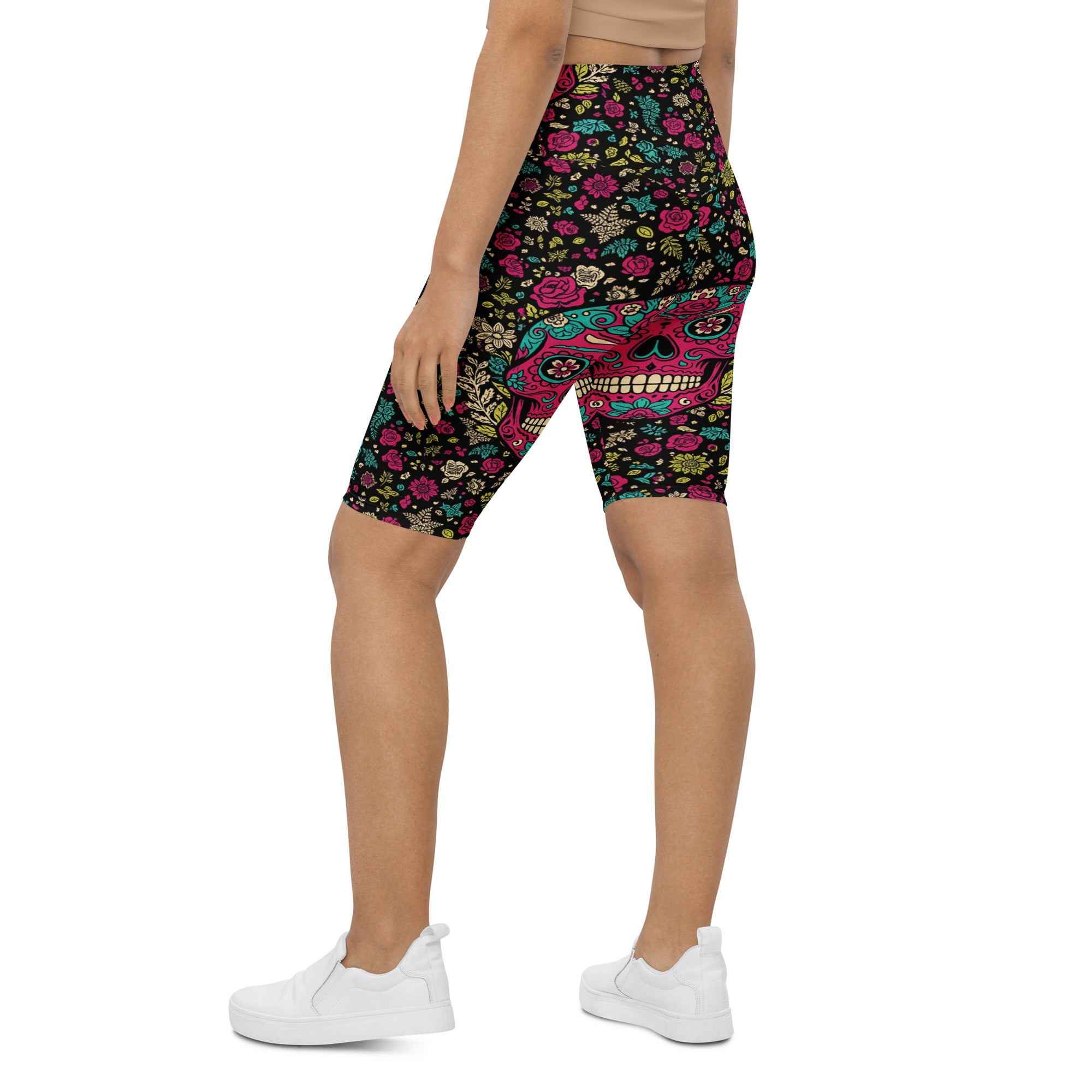 Sugar Skull Botanica Bike Shorts | GearBunch
