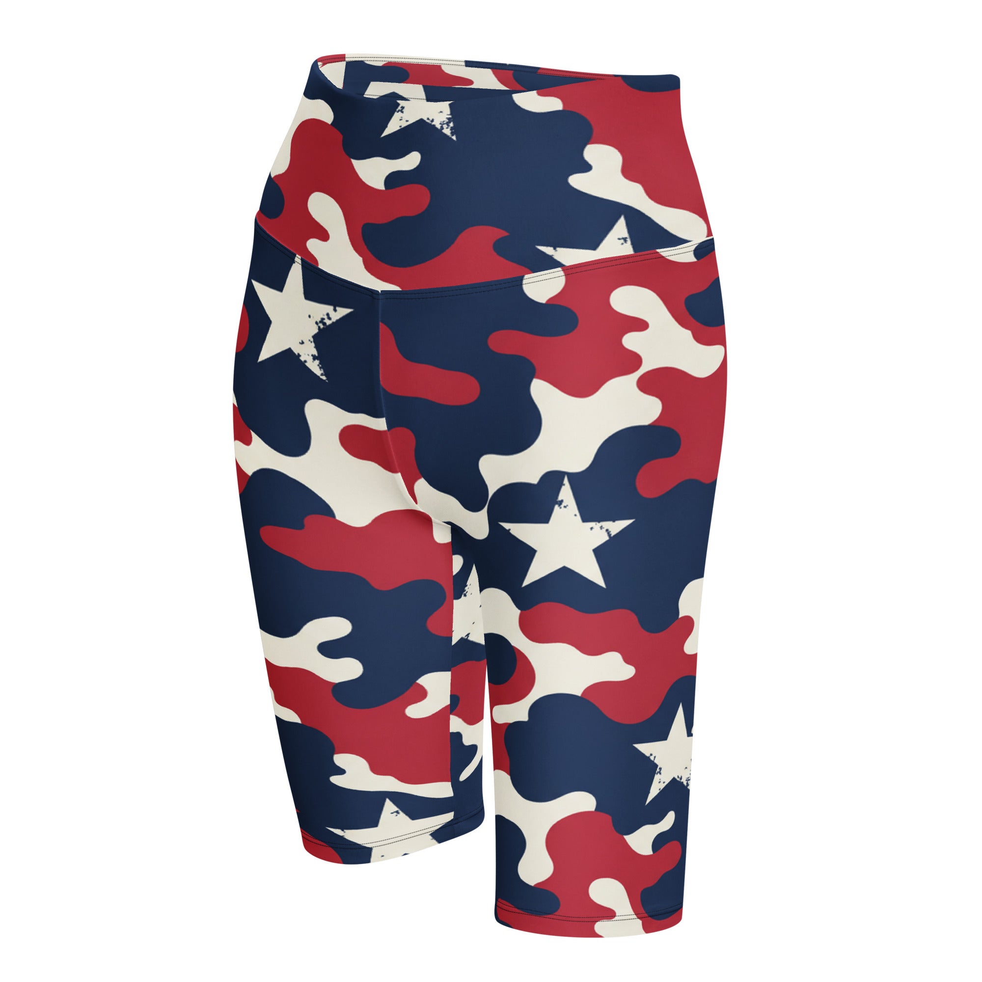Red White Blue Camo Stars Bike Shorts | GearBunch