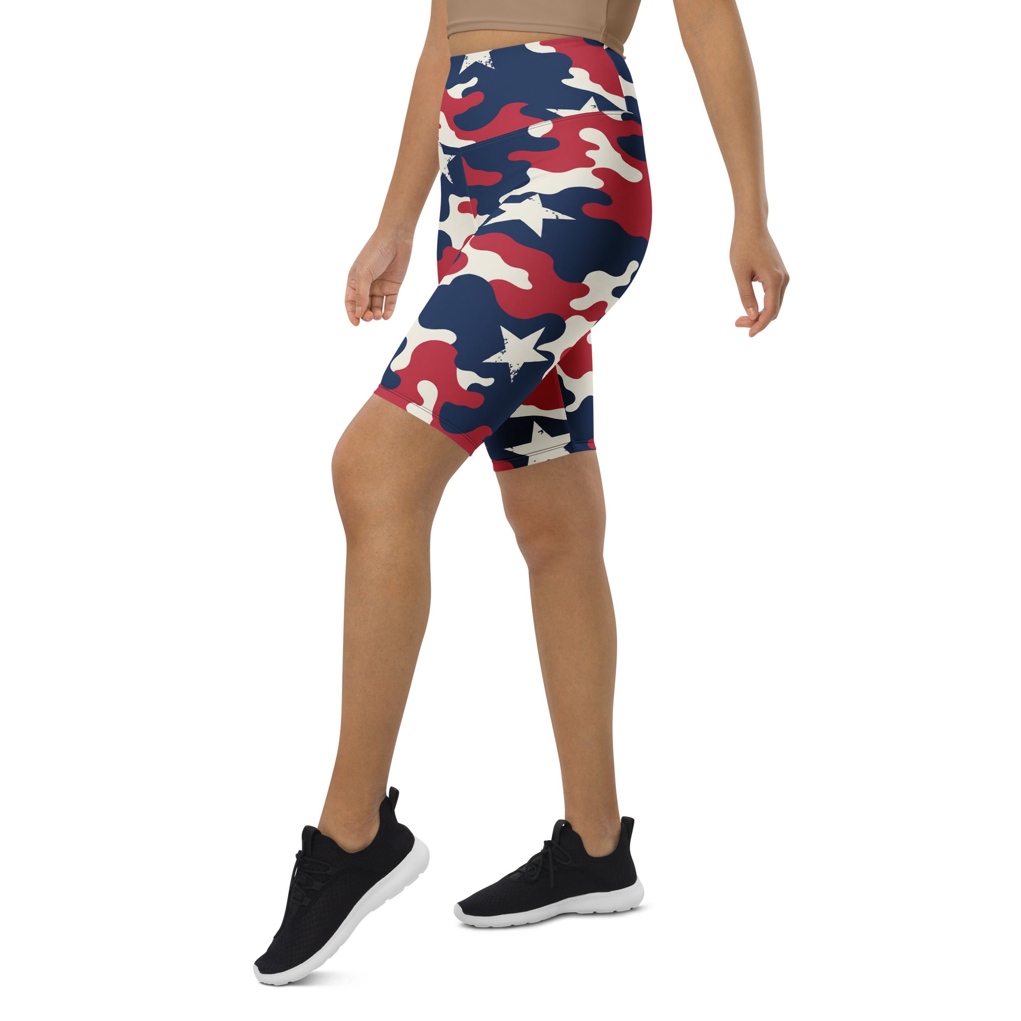 Red White Blue Camo Stars Bike Shorts | GearBunch