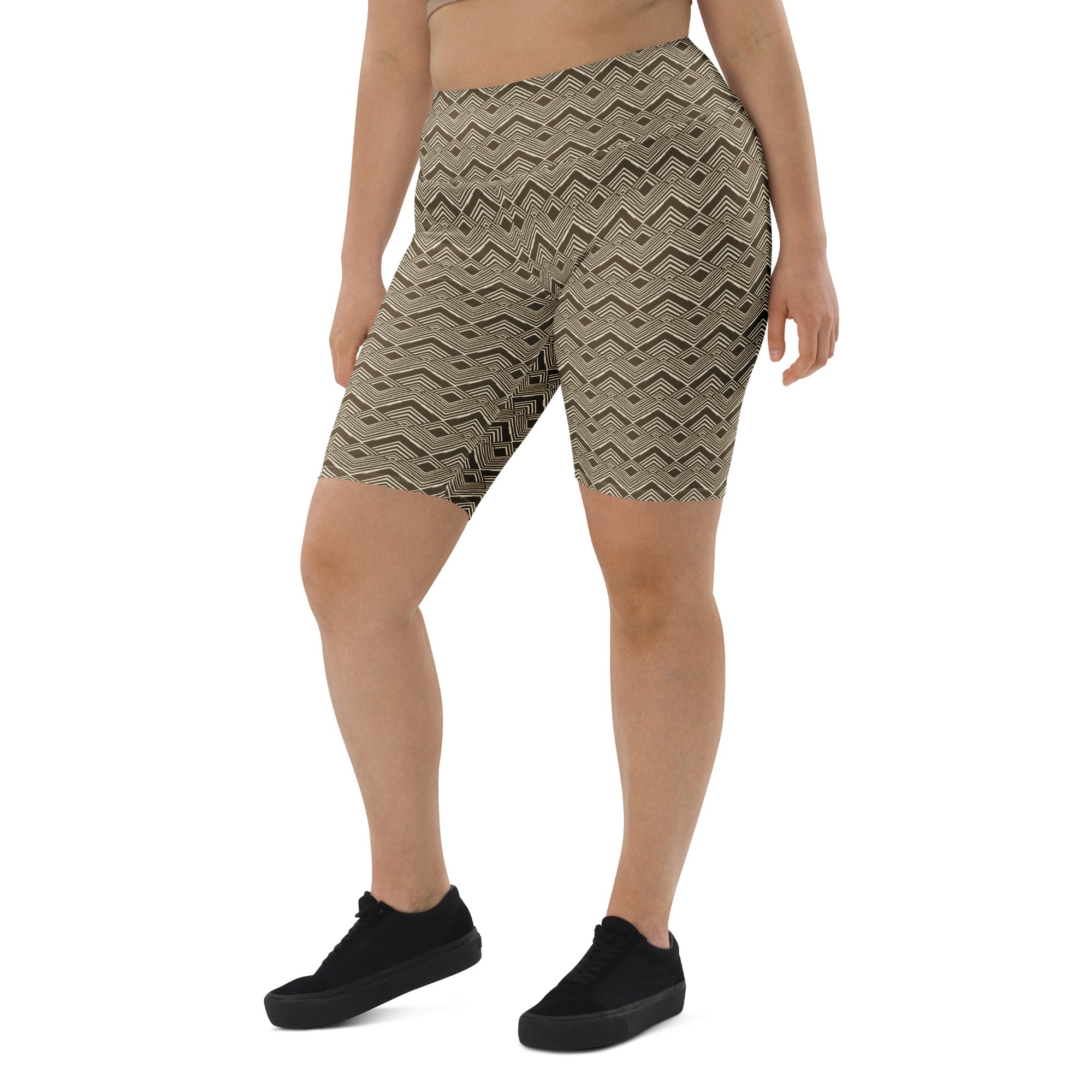 Brown Cream Stripes Bike Shorts | GearBunch