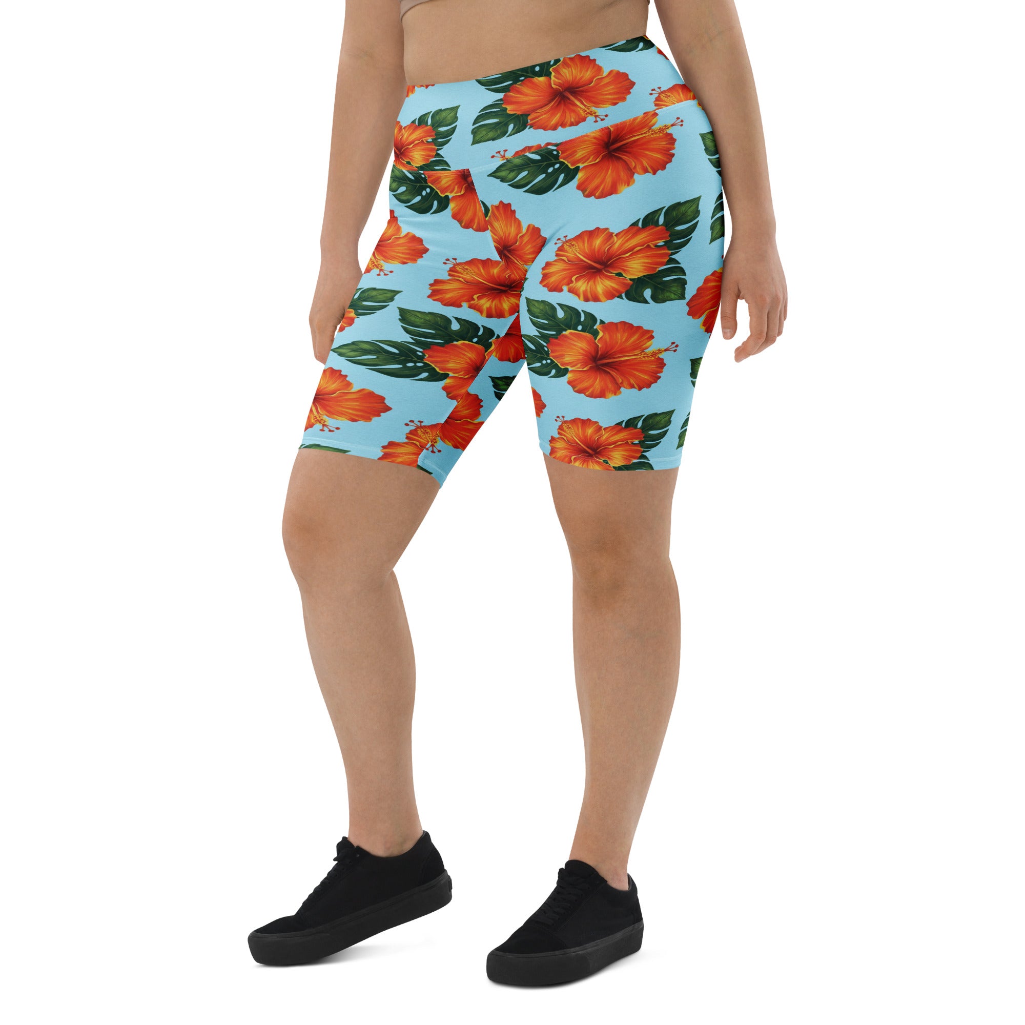 Tropical Hibiscus Bloom Bike Shorts | GearBunch