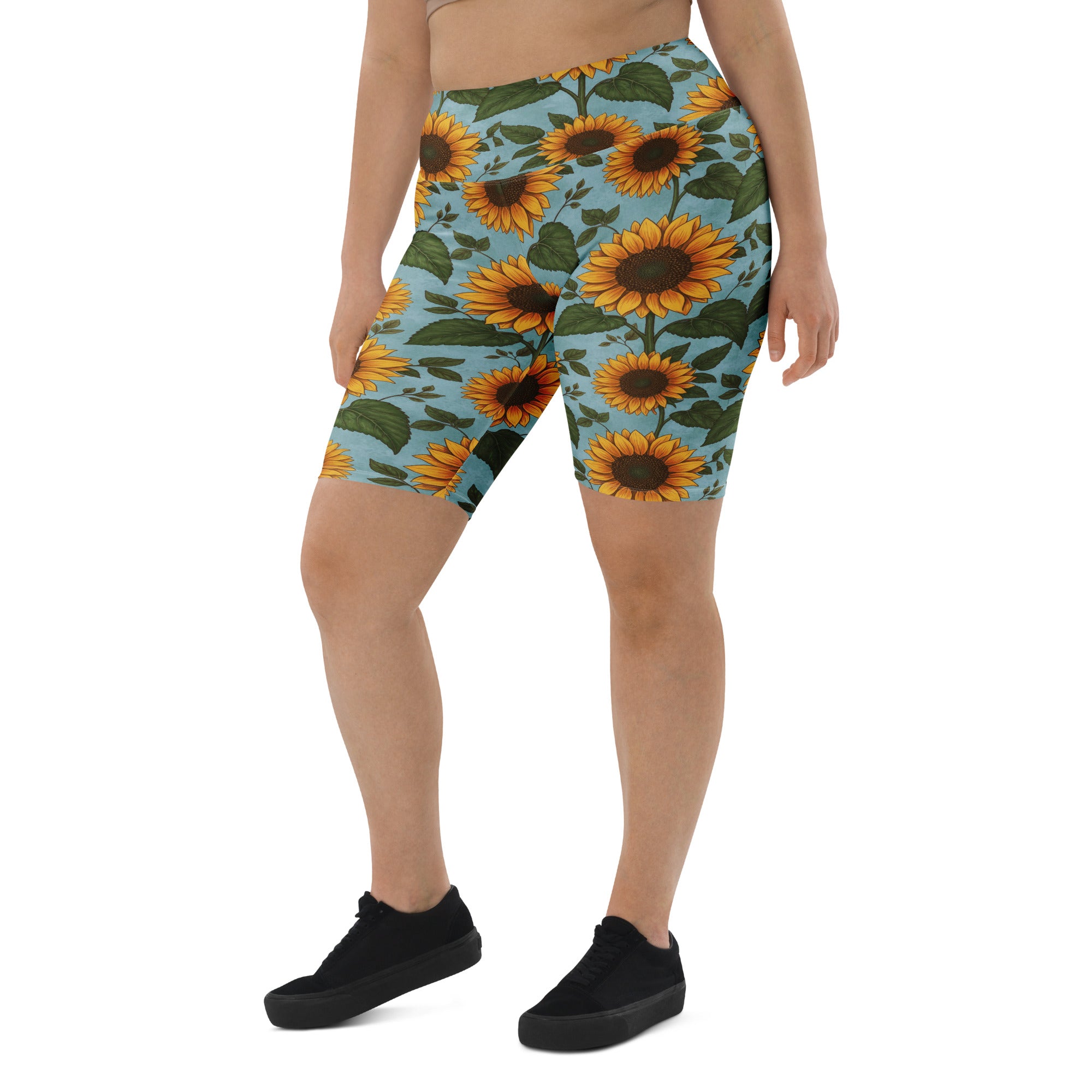 Sunflower Fields Bike Shorts | GearBunch