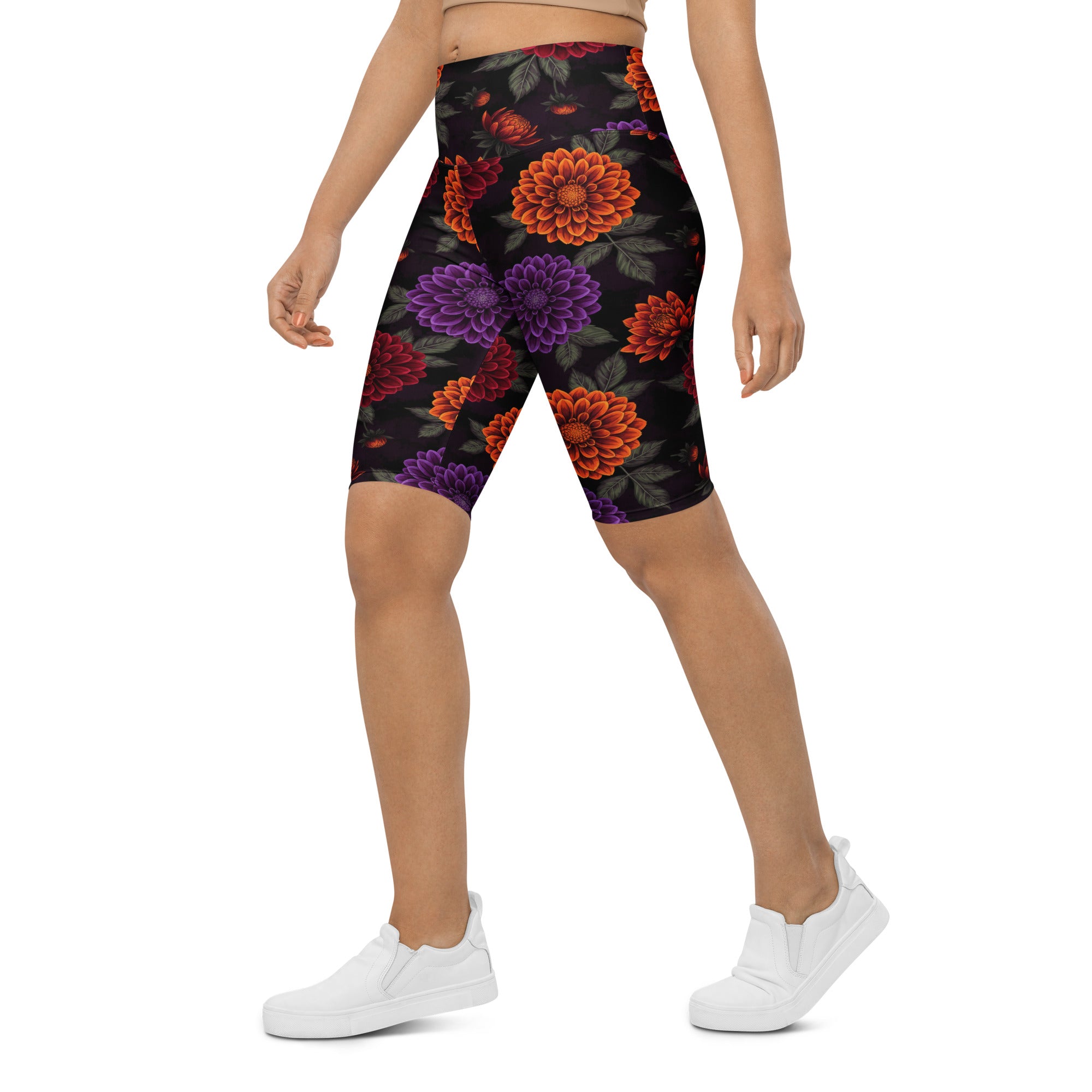 Opulent Dahlia Garden Bike Shorts | GearBunch